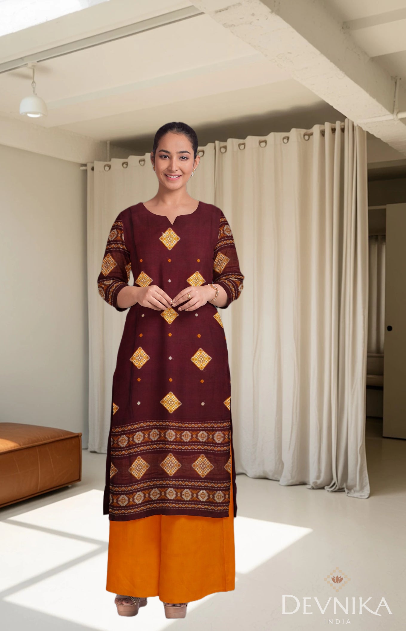Deep Maroon Bomkai Dress Set