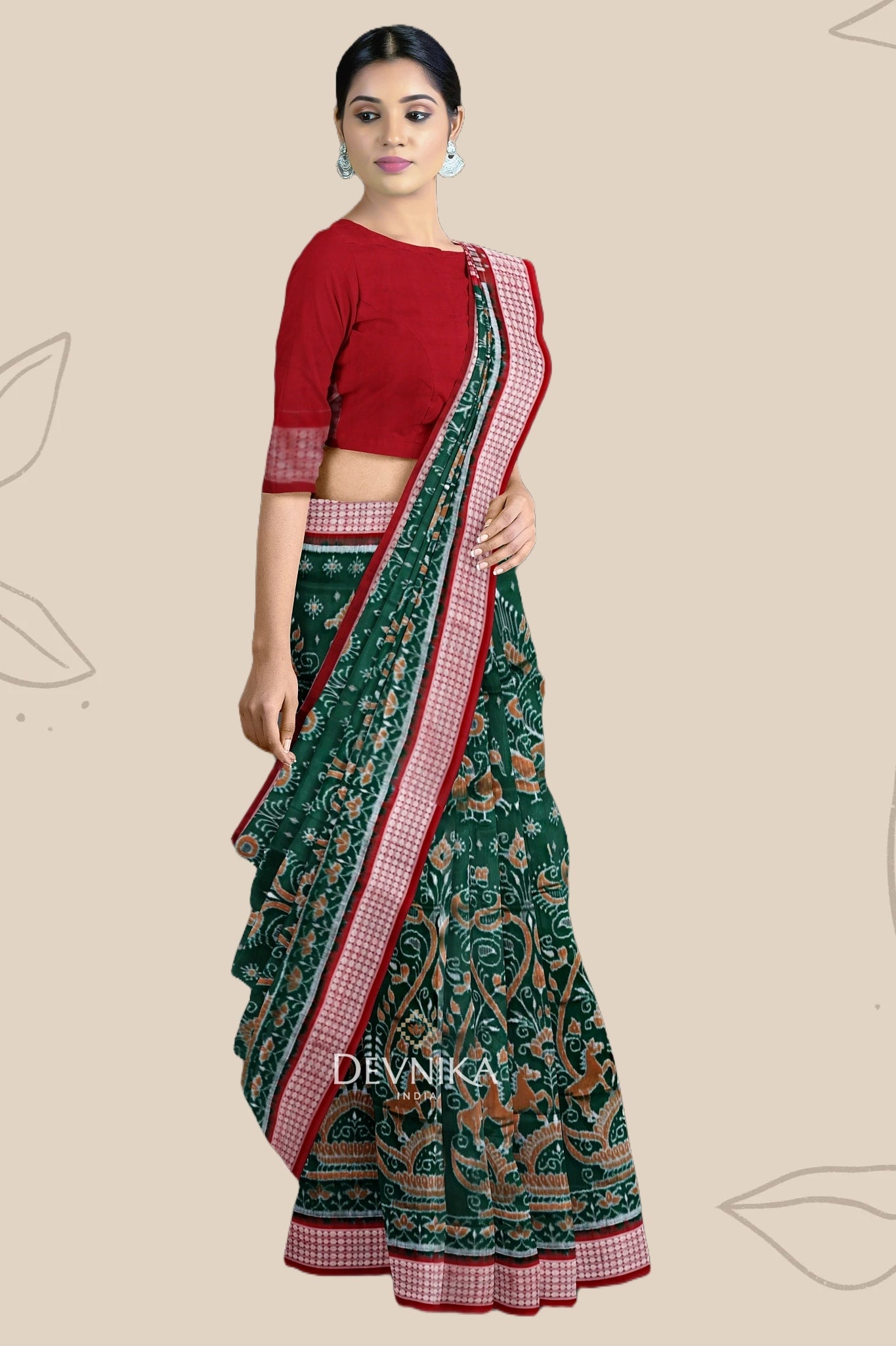 Forest Green Traditional Body Bandha Saree