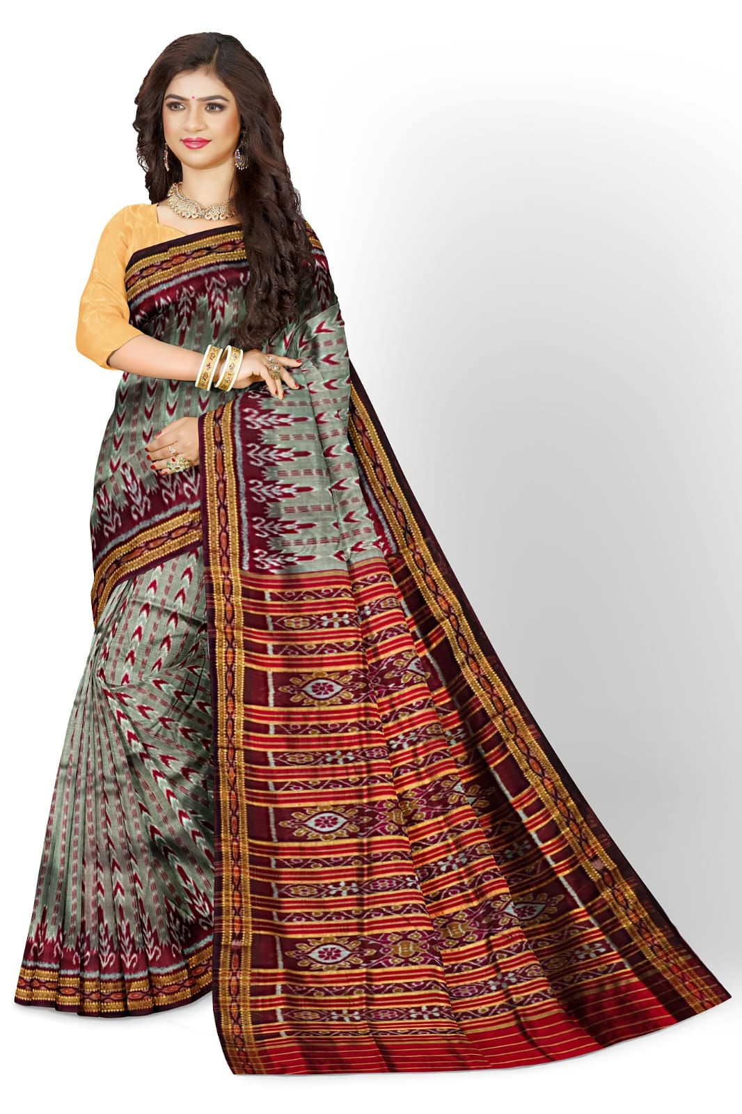 Grey Dhanpatri Khandua Pata Saree