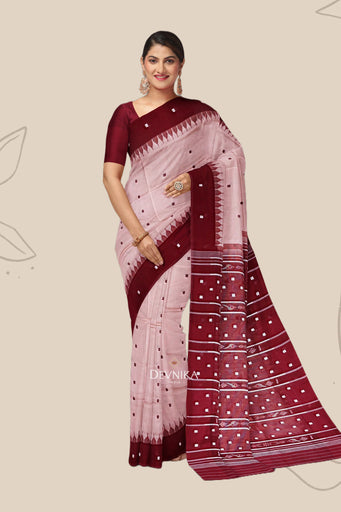 Peach Pata Bapta Saree