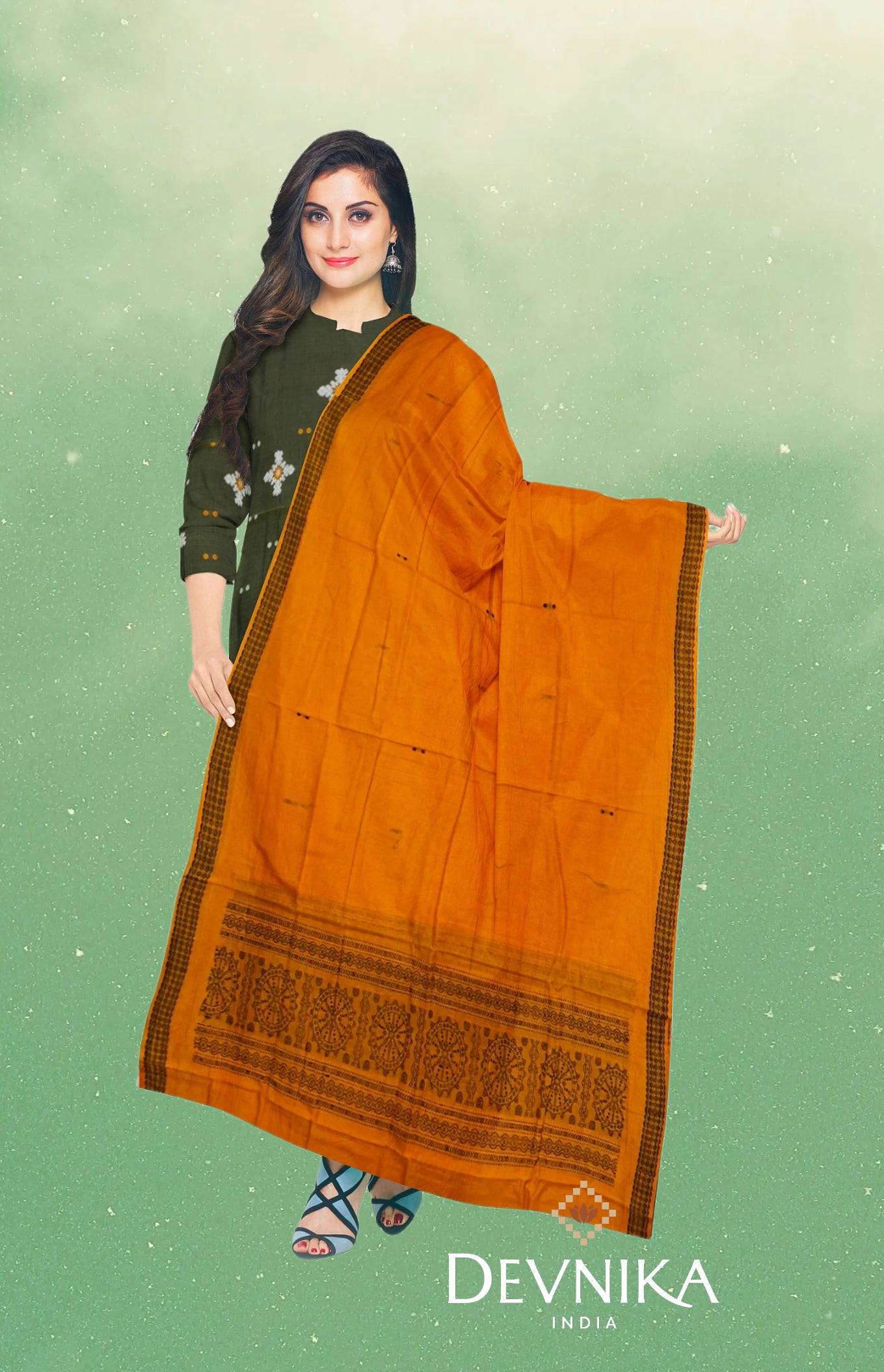 Olive Green Bomkai Dress Set