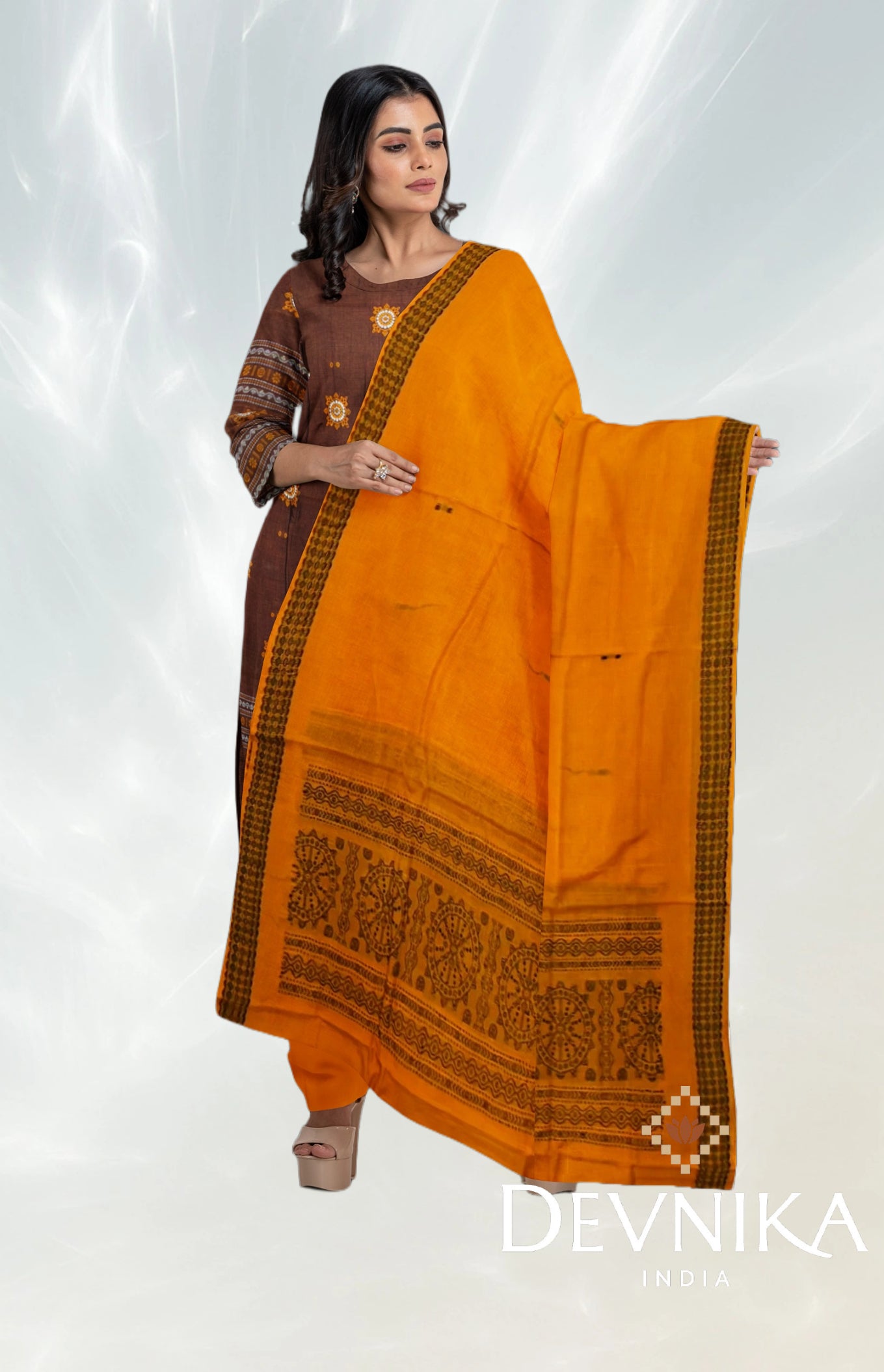 Deep Brown Bomkai Dress Set