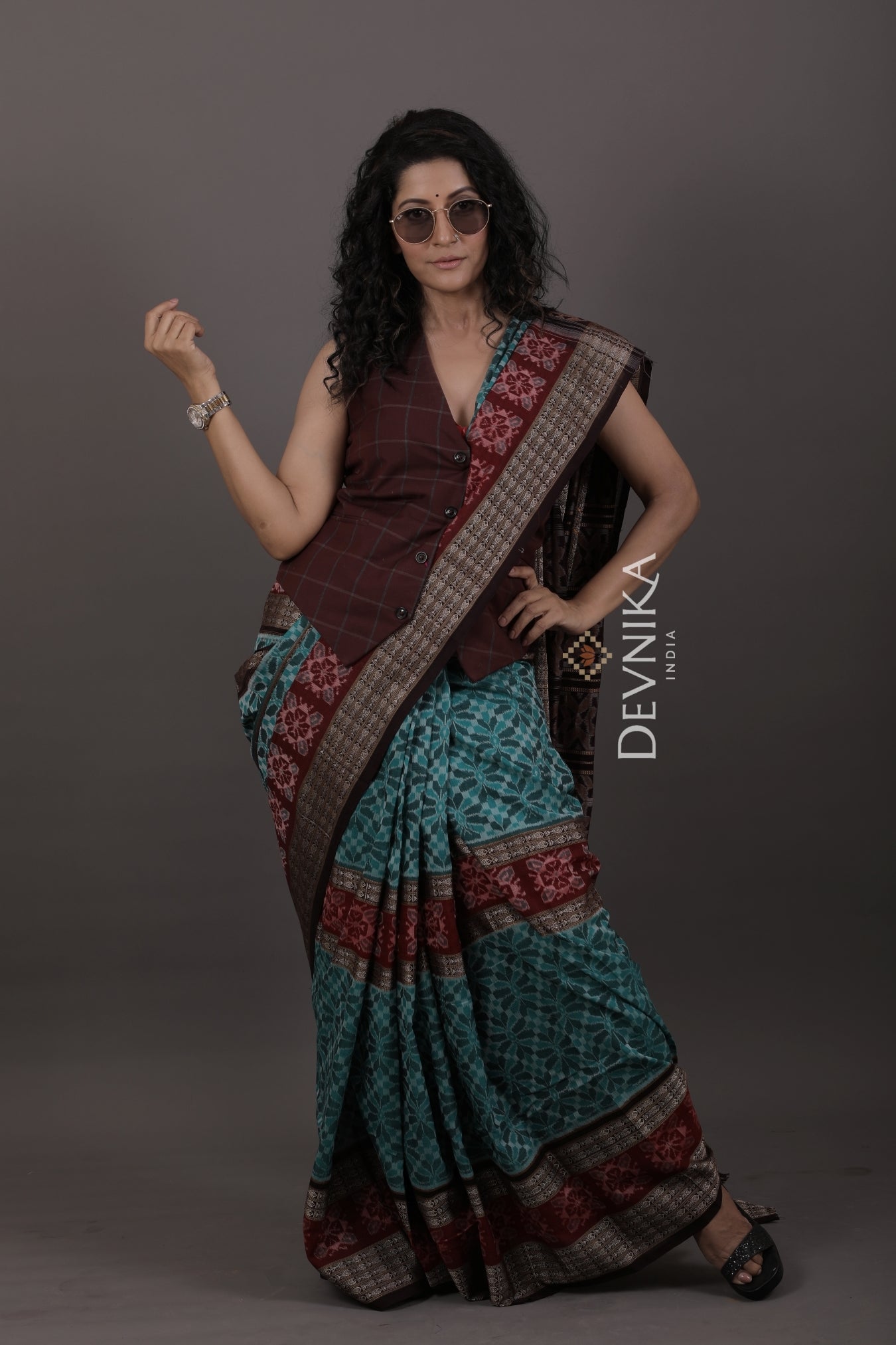 Double Border Bandha Saree | Odisha Handloom GI Tagged | Devnika