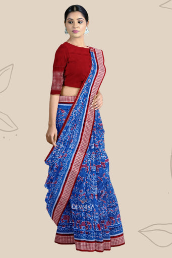 Happy Blue Traditional Body Bandha Saree