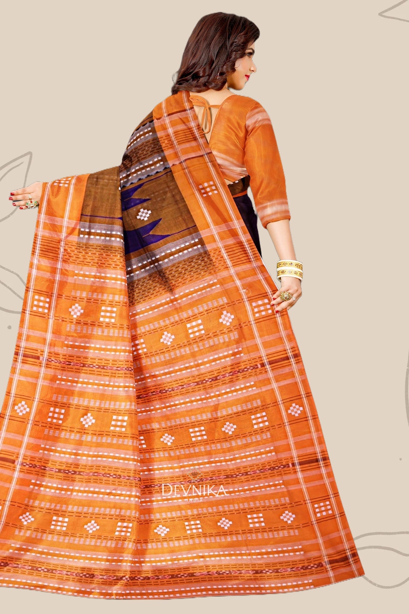 Blue Taj Mahal Border Pata Bapta Saree