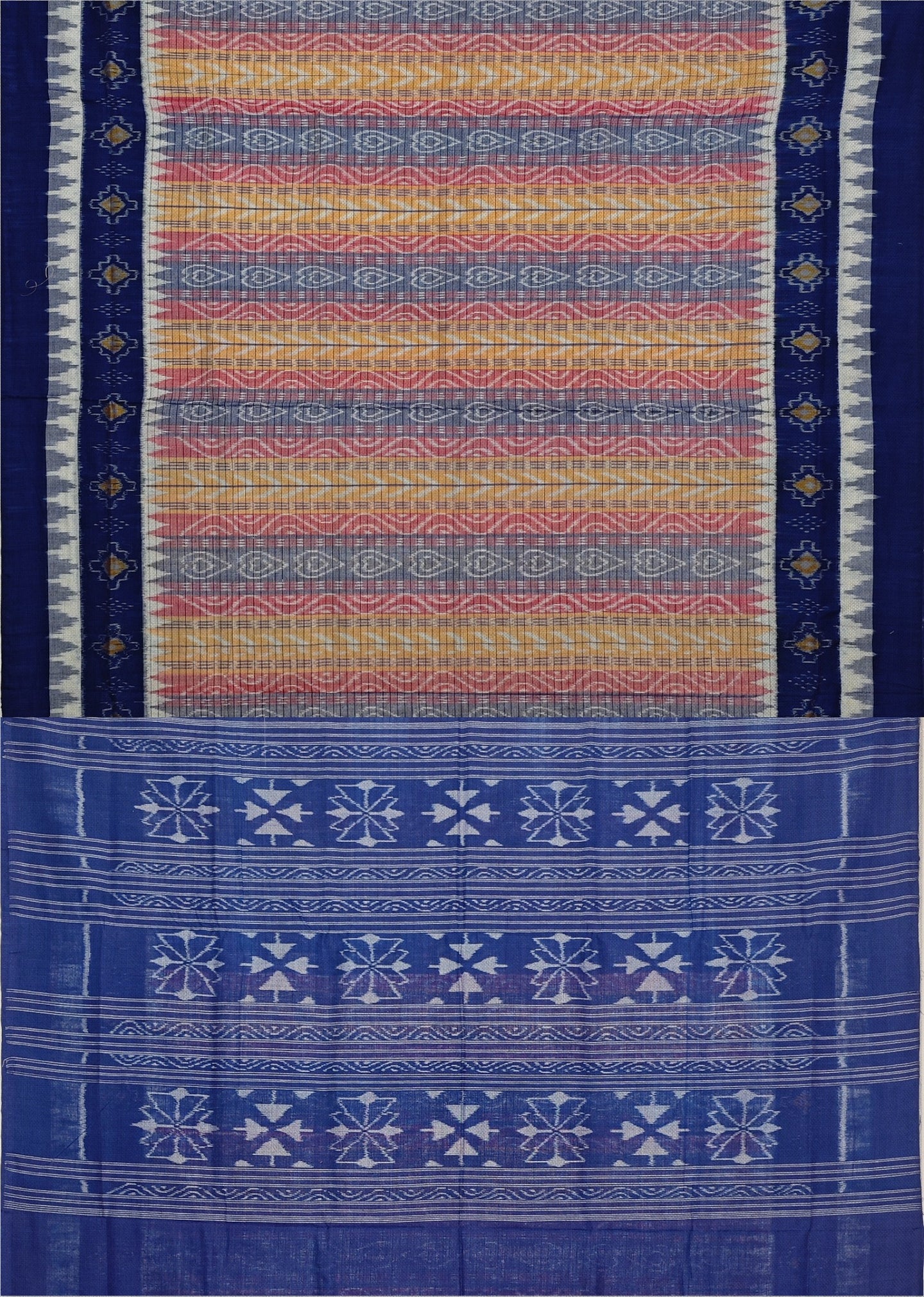 Blue Red Yellow Body Bandha Saree