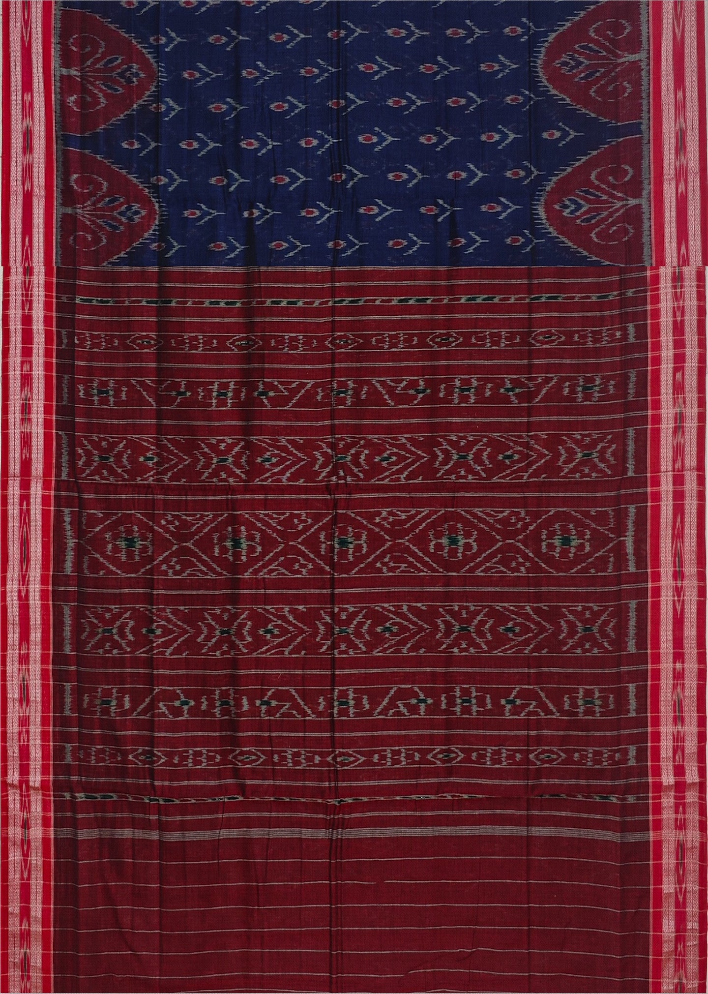 Deep Blue Mania Bandha Traditional Katiki Saree | Odisha Handloom GI Tagged | Devnika
