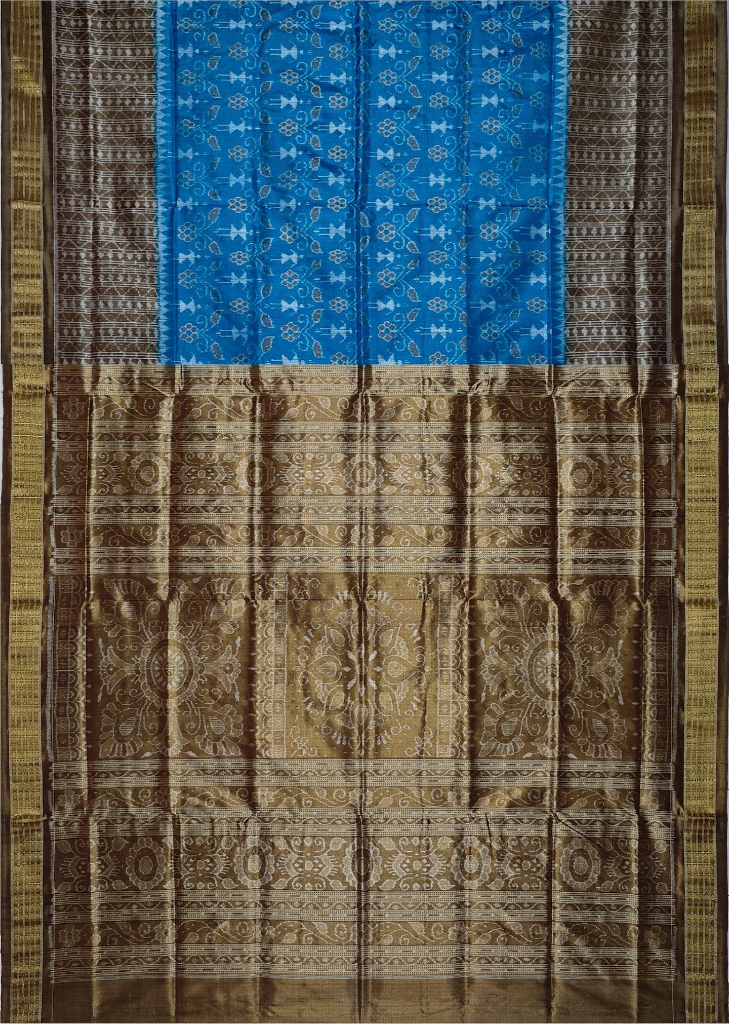 Copper Sulphate Half Body Bandha Tissue Silk Saree | Odisha Handloom GI Tagged | Devnika
