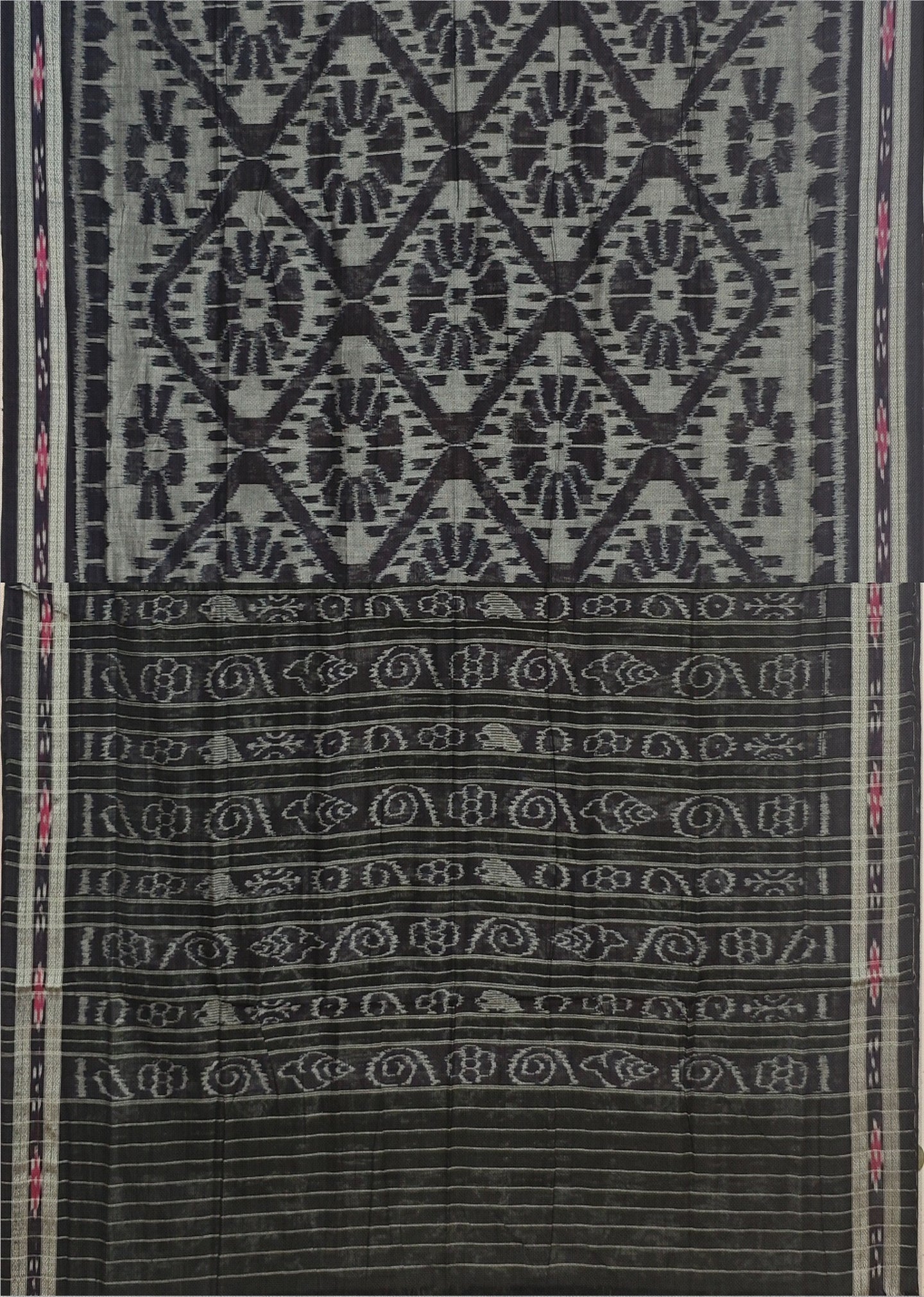 Black Mania Bandha Traditional Katiki Saree | Odisha Handloom GI Tagged | Devnika