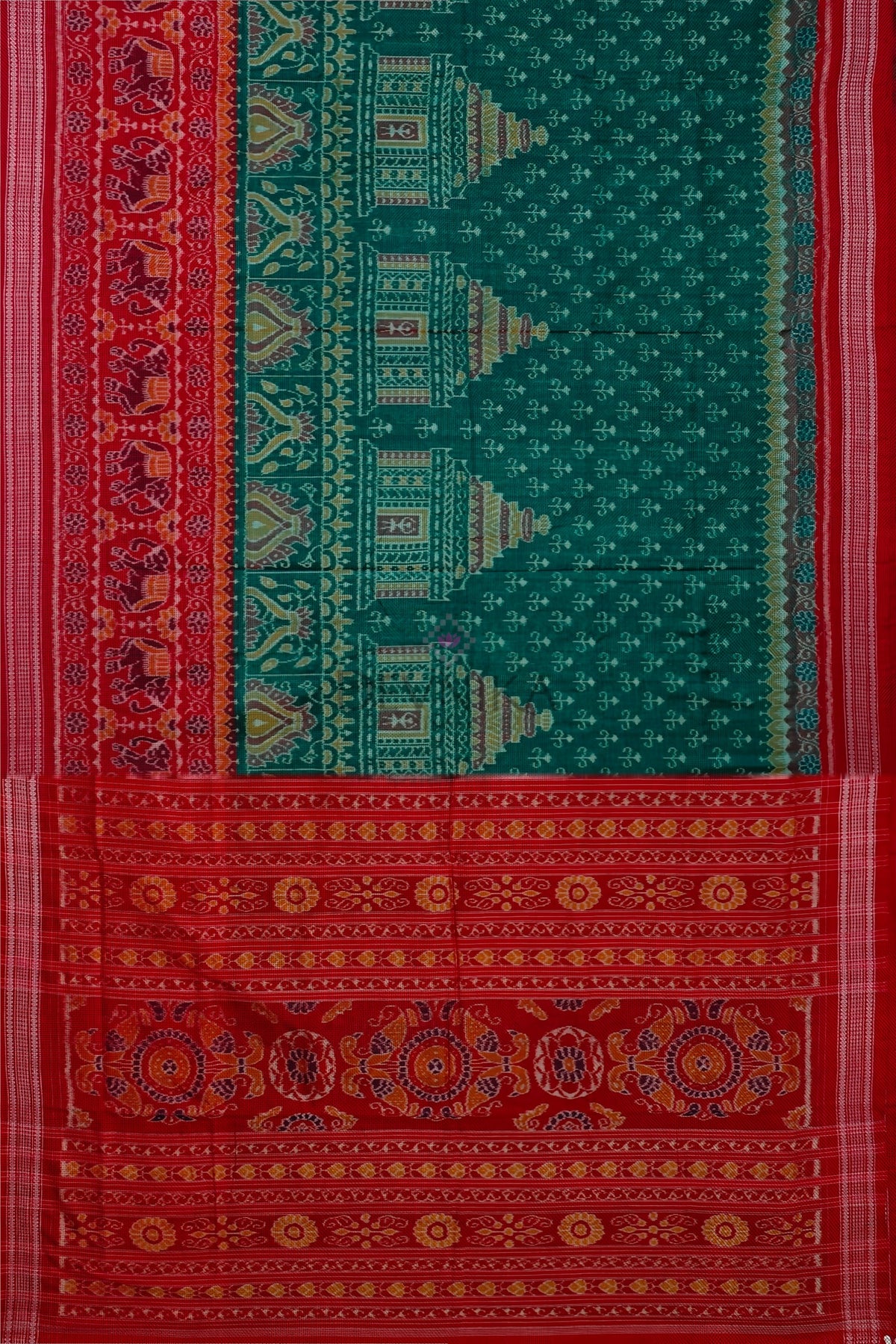 Green Konark Bandha Saree | Odisha Handloom GI Tagged | Devnika