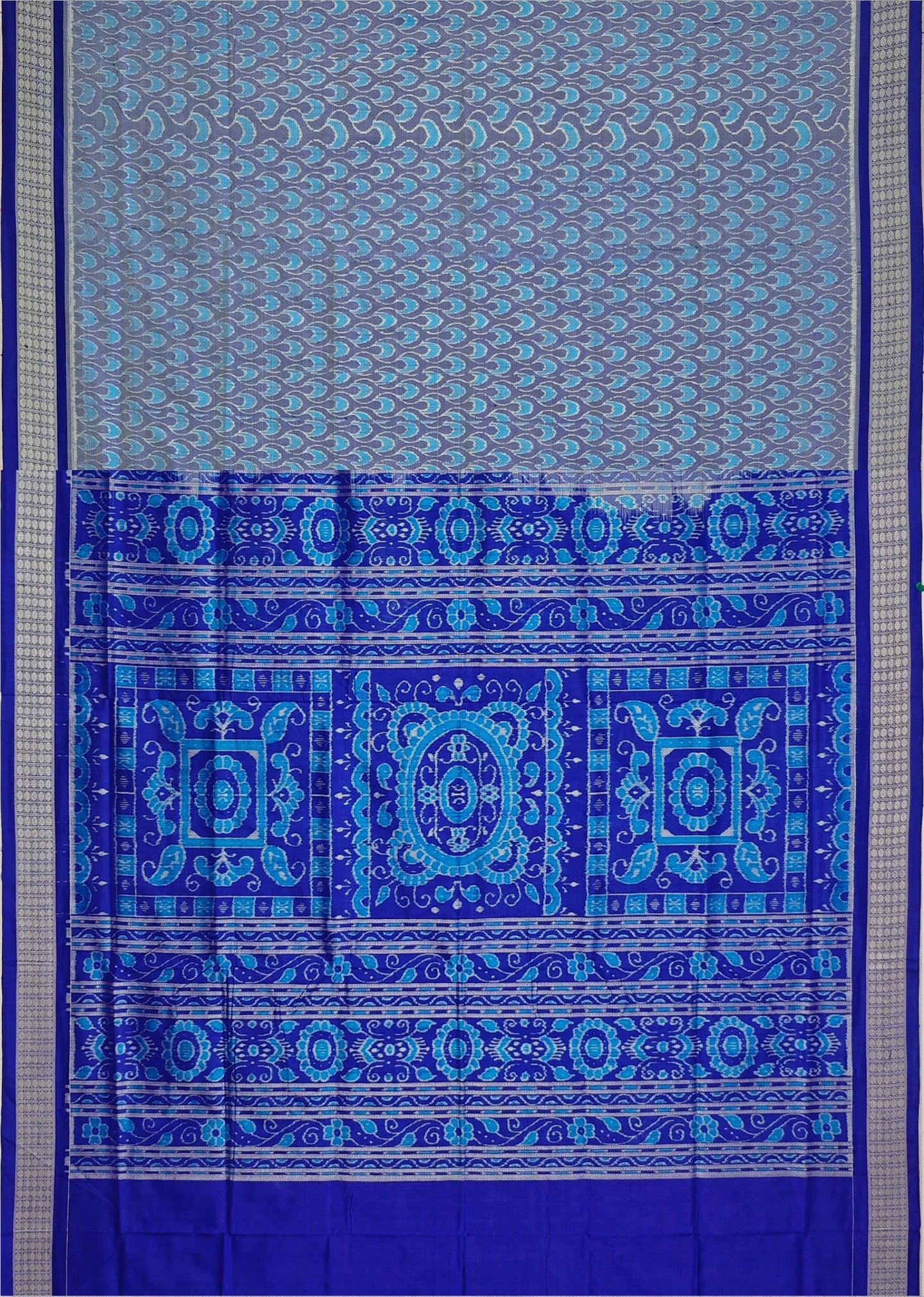 Light Blue Traditional Body Bandha Saree | Odisha Handloom GI Tagged | Devnika