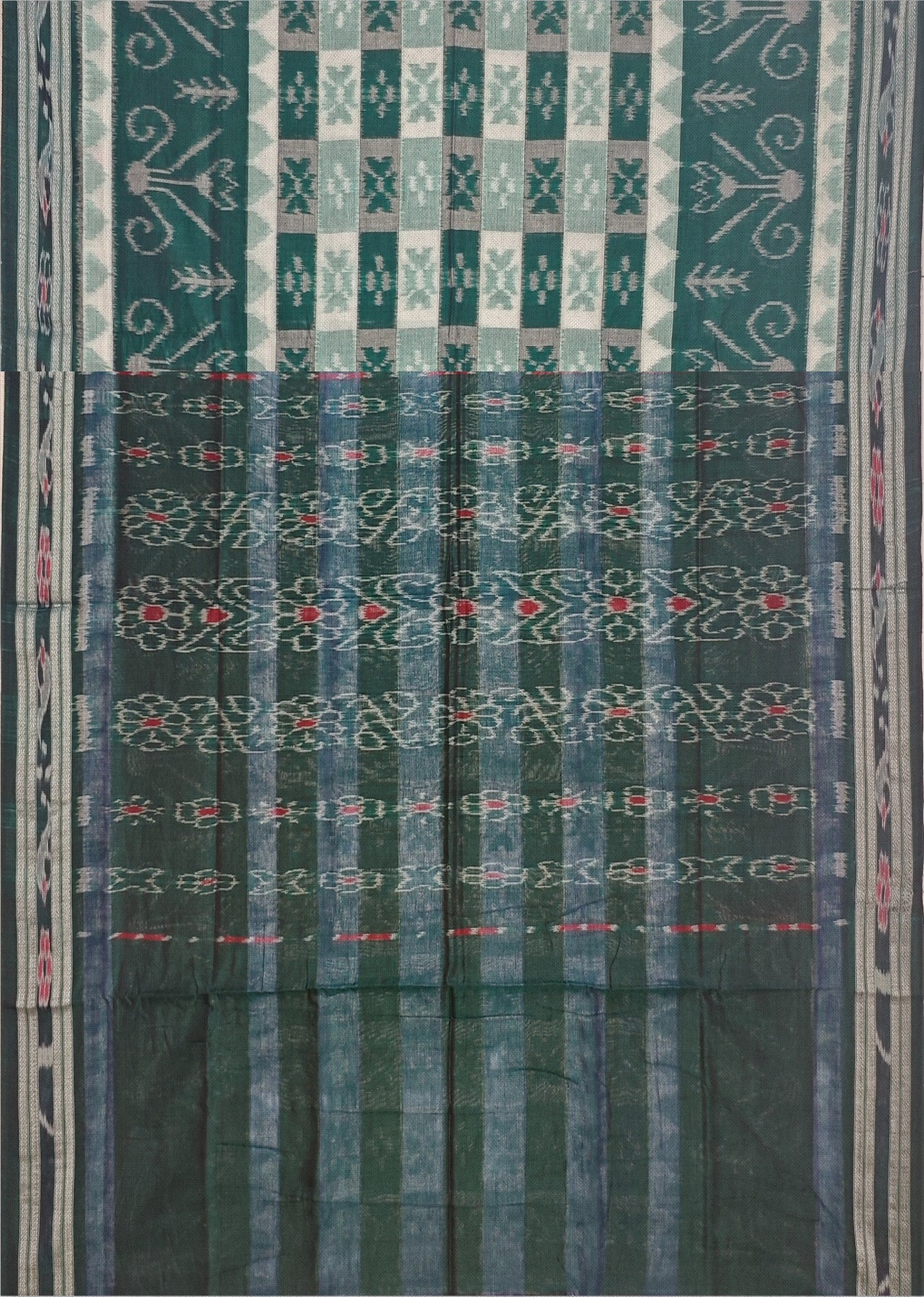 Green Mania Bandha Traditional Katiki Saree | Odisha Handloom GI Tagged | Devnika