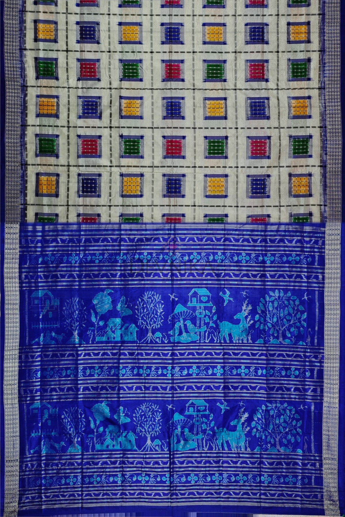 White Aswini Pata Saree | Odisha Handloom GI Tagged | Devnika