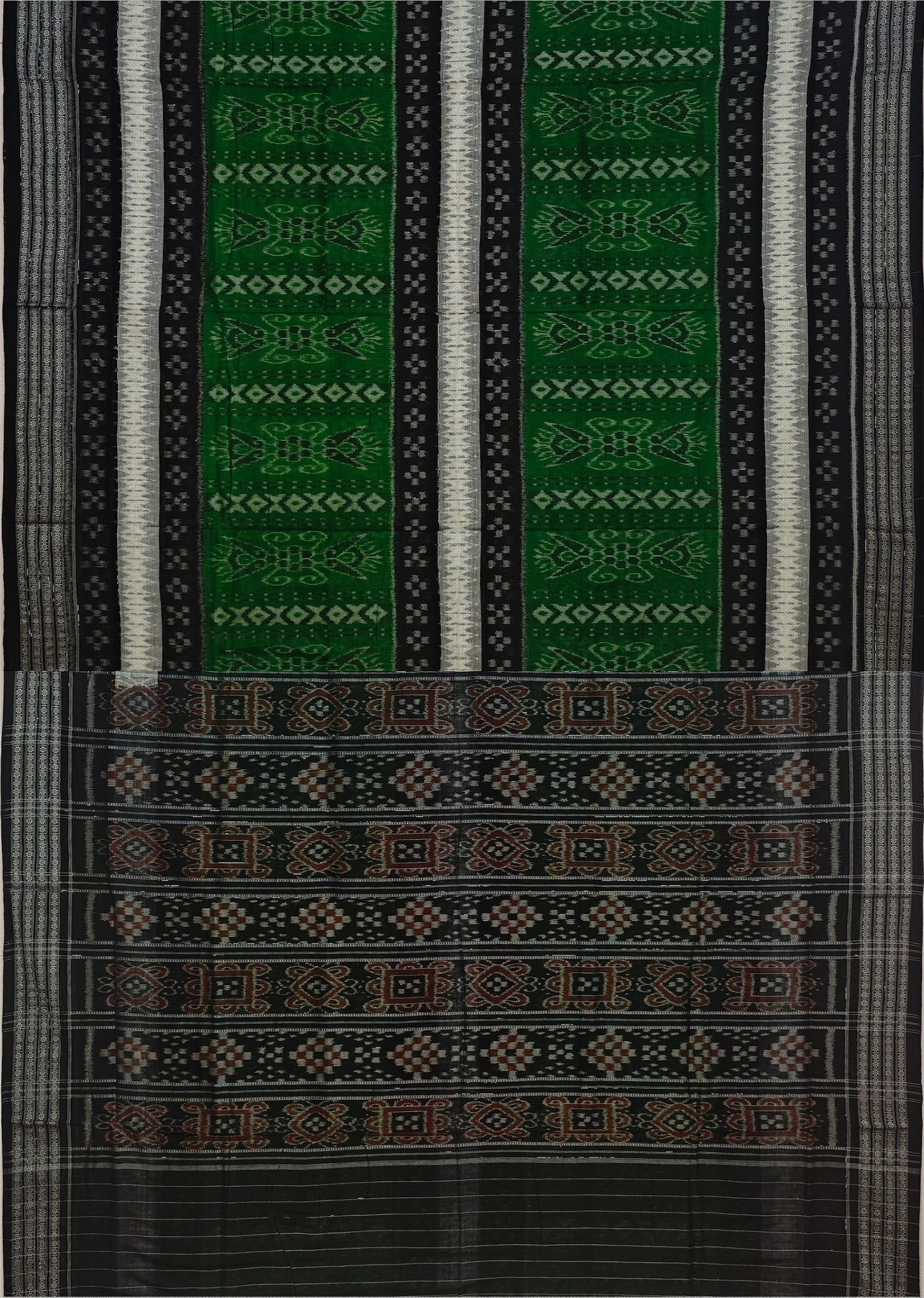 White Mania Bandha Traditional Katiki Saree | Odisha Handloom GI Tagged | Devnika