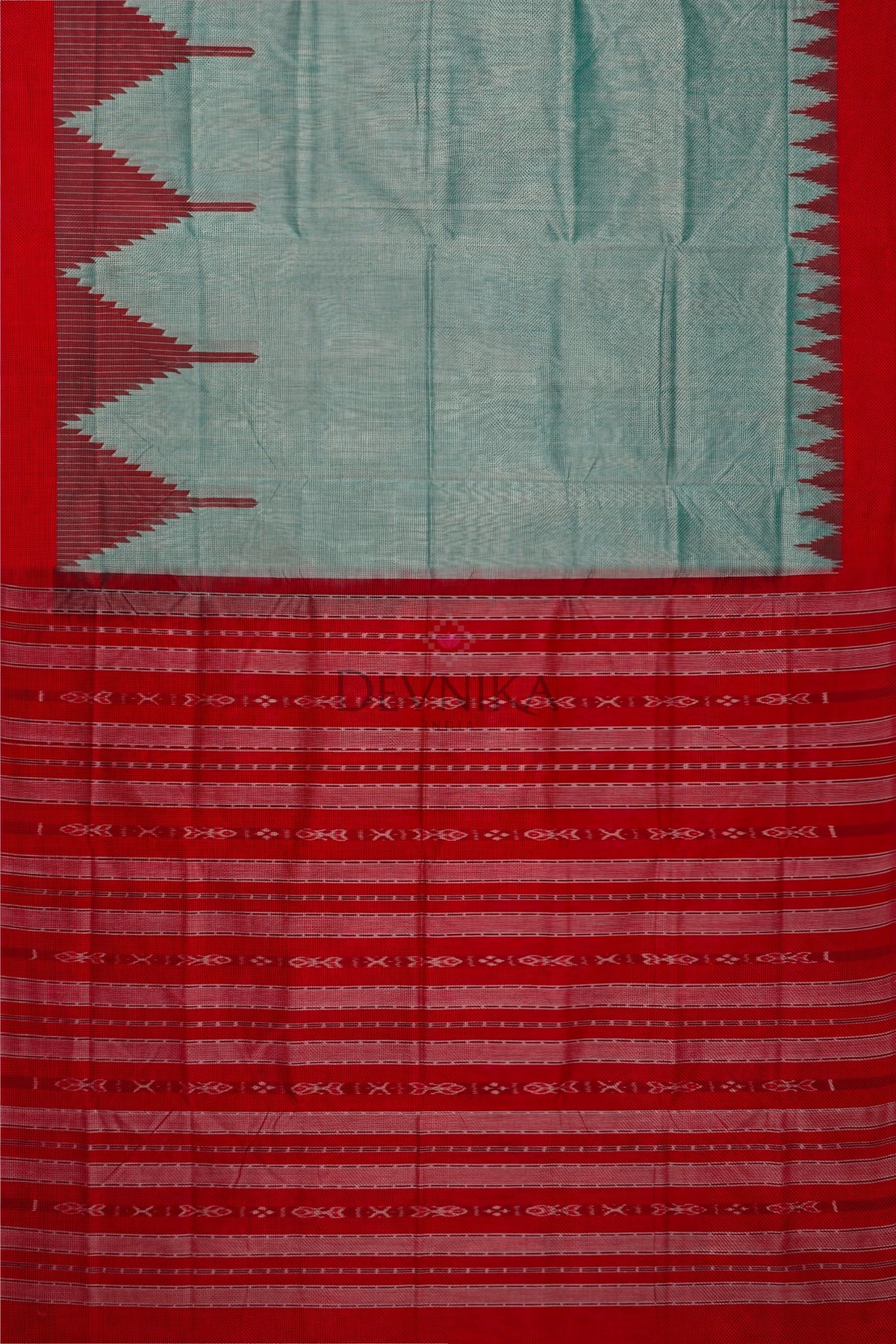 Light Green Big Temple Boarder Saree | Odisha Handloom GI Tagged | Devnika