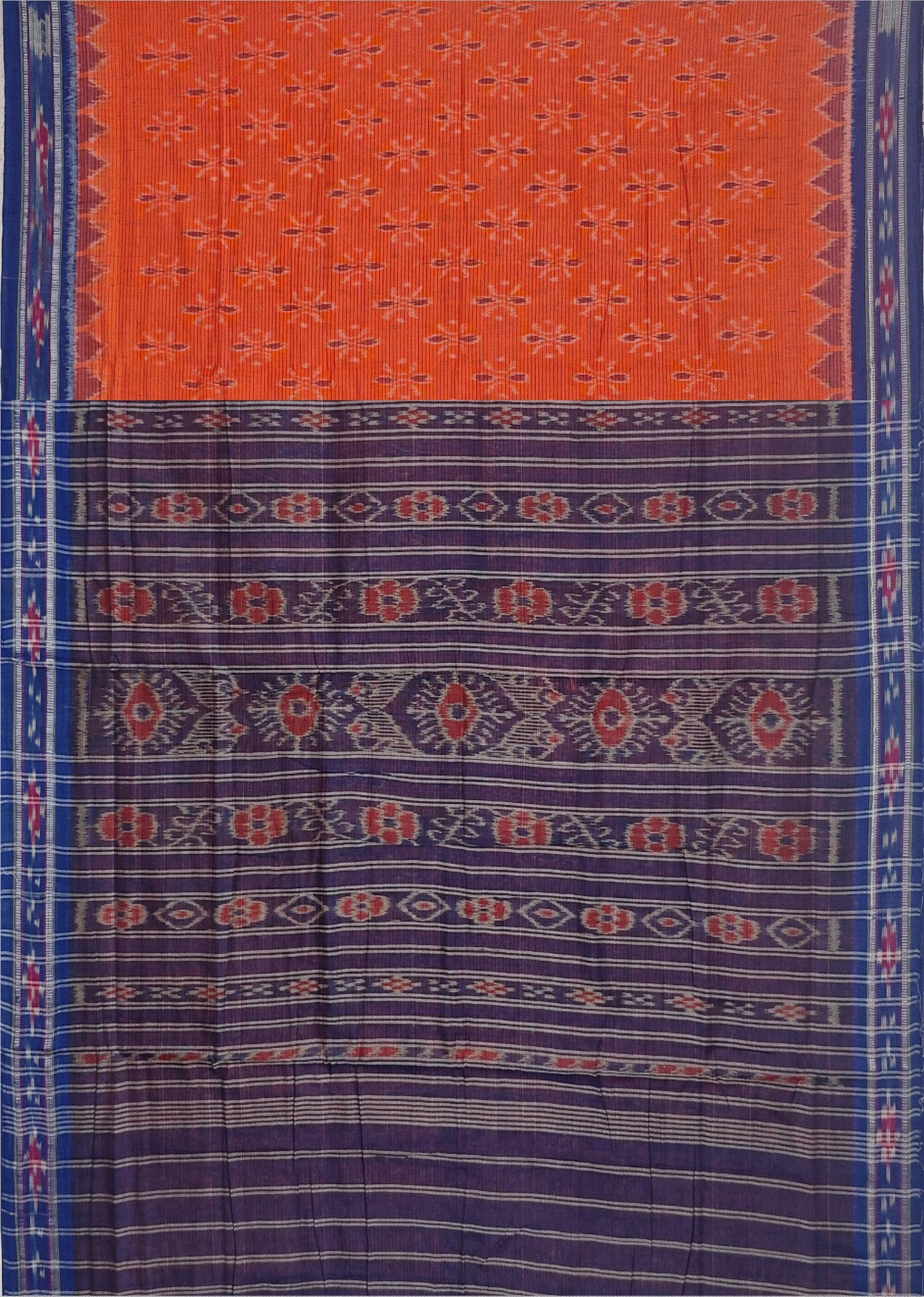 Orange Mania Bandha Traditional Katiki Saree | Odisha Handloom GI Tagged | Devnika