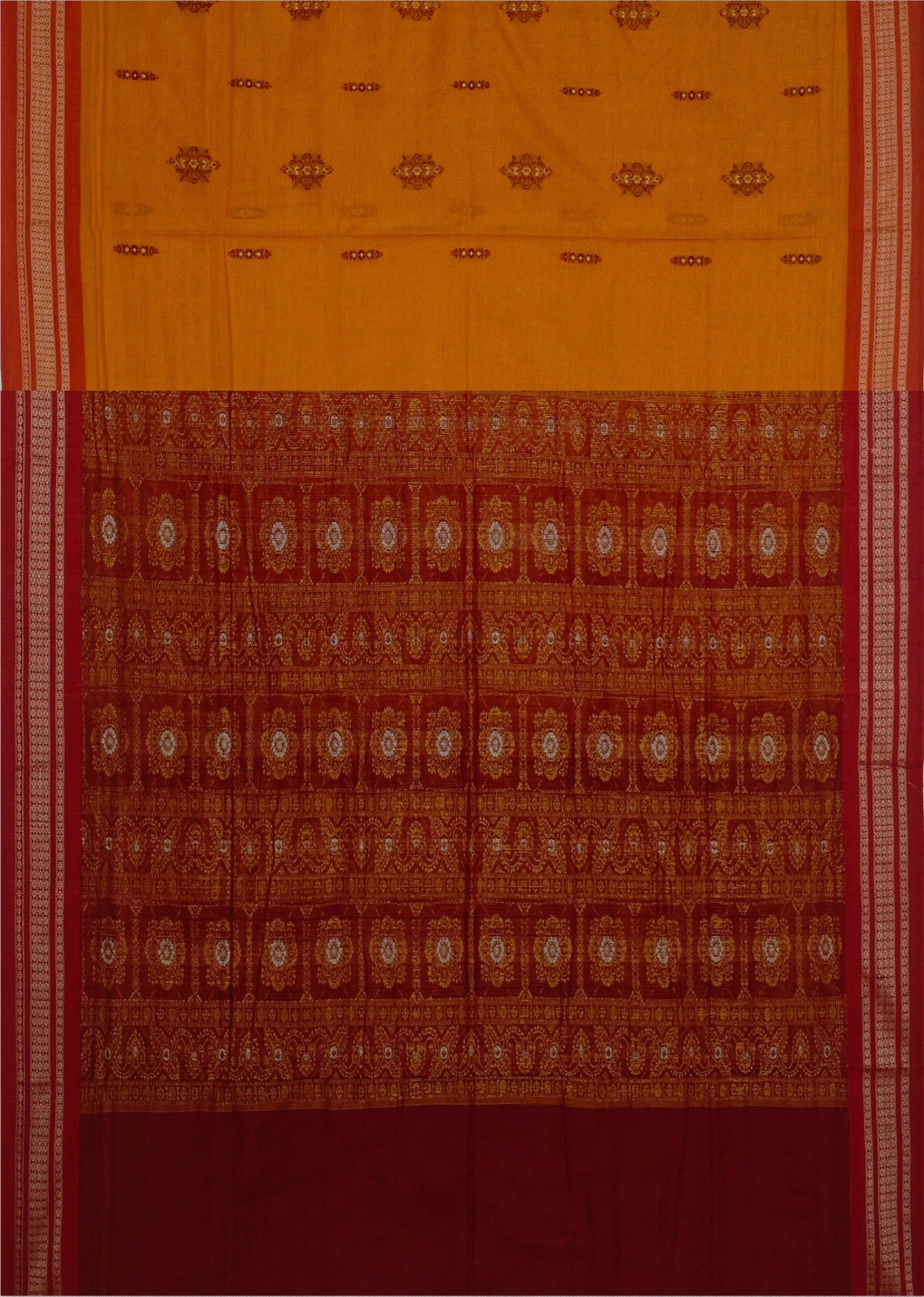 Golden Yellow Bomkai Sambalapuri Saree