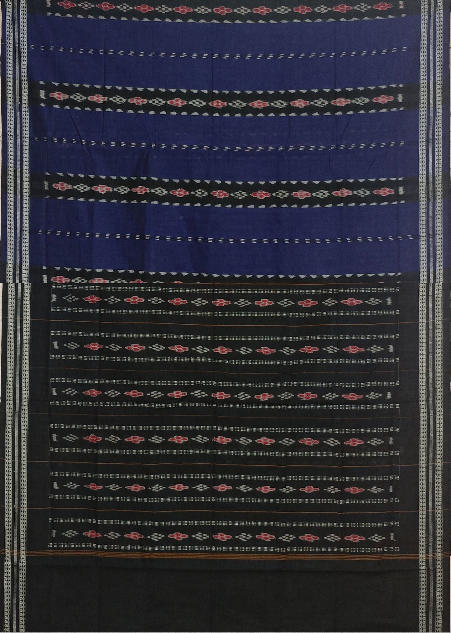 Blue And Black Line Bandha Saree | Odisha Handloom GI Tagged | Devnika