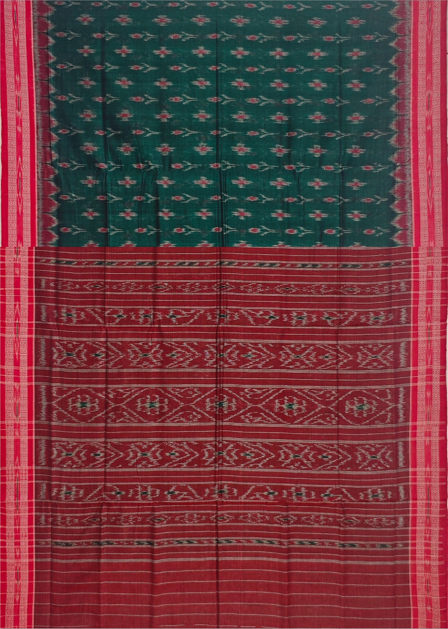 Green Mania Bandha Traditional Katiki Saree | Odisha Handloom GI Tagged | Devnika