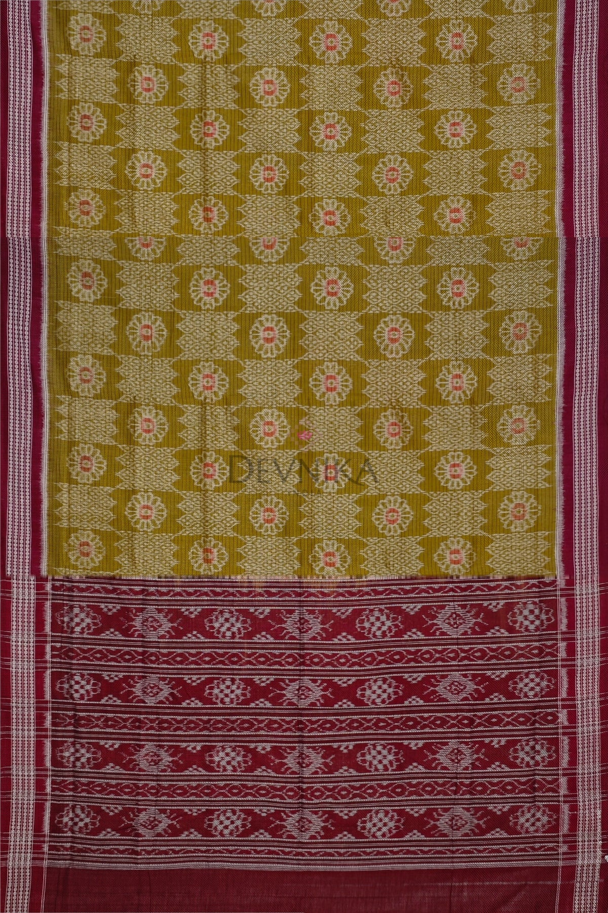 Olive Green Body Bandha Saree | Odisha Handloom GI Tagged | Devnika