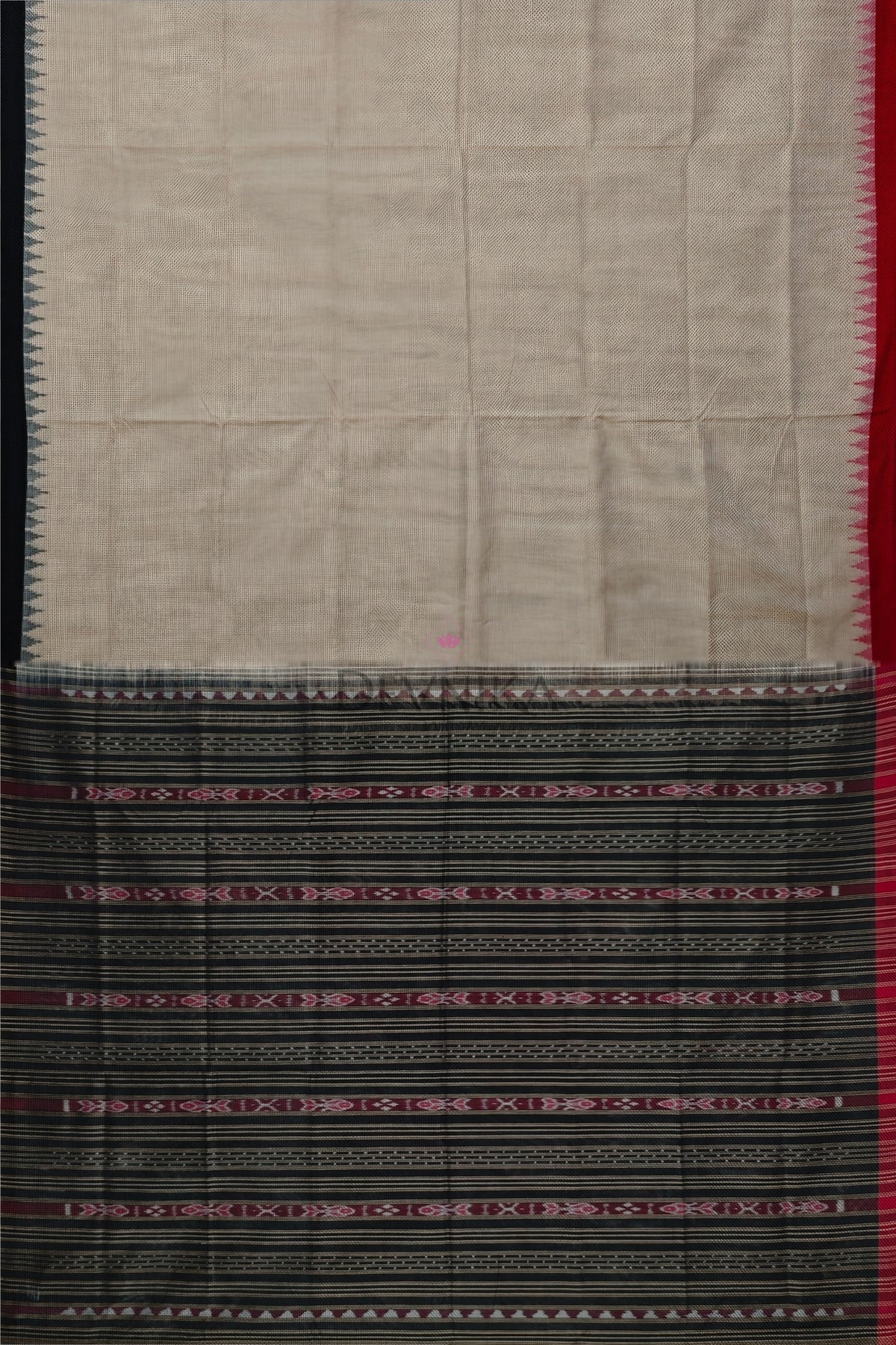 Light Chandan Ganga Jamuna Saree | Odisha Handloom GI Tagged | Devnika