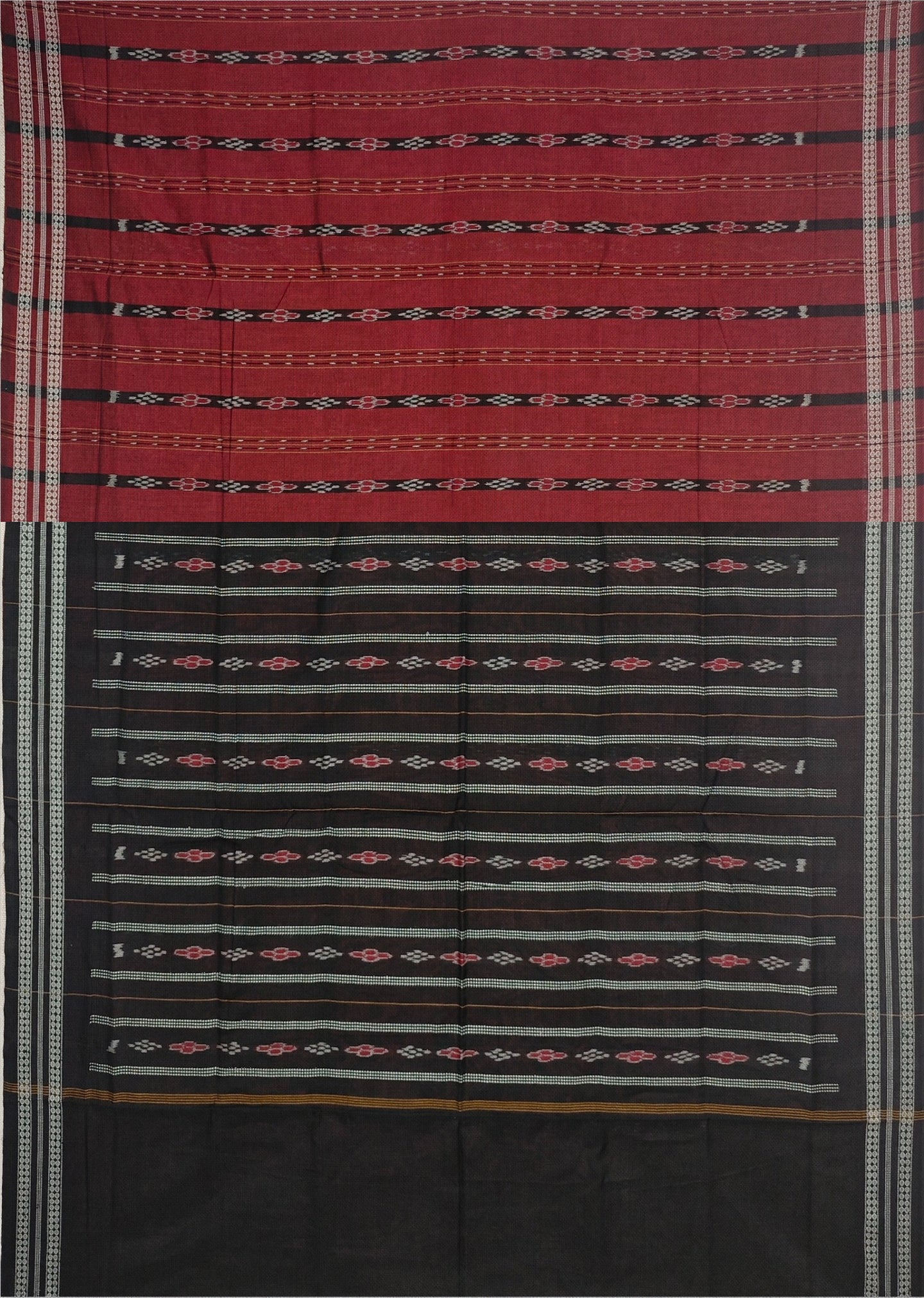 Deep Maroon Line Bandha Saree | Odisha Handloom GI Tagged | Devnika