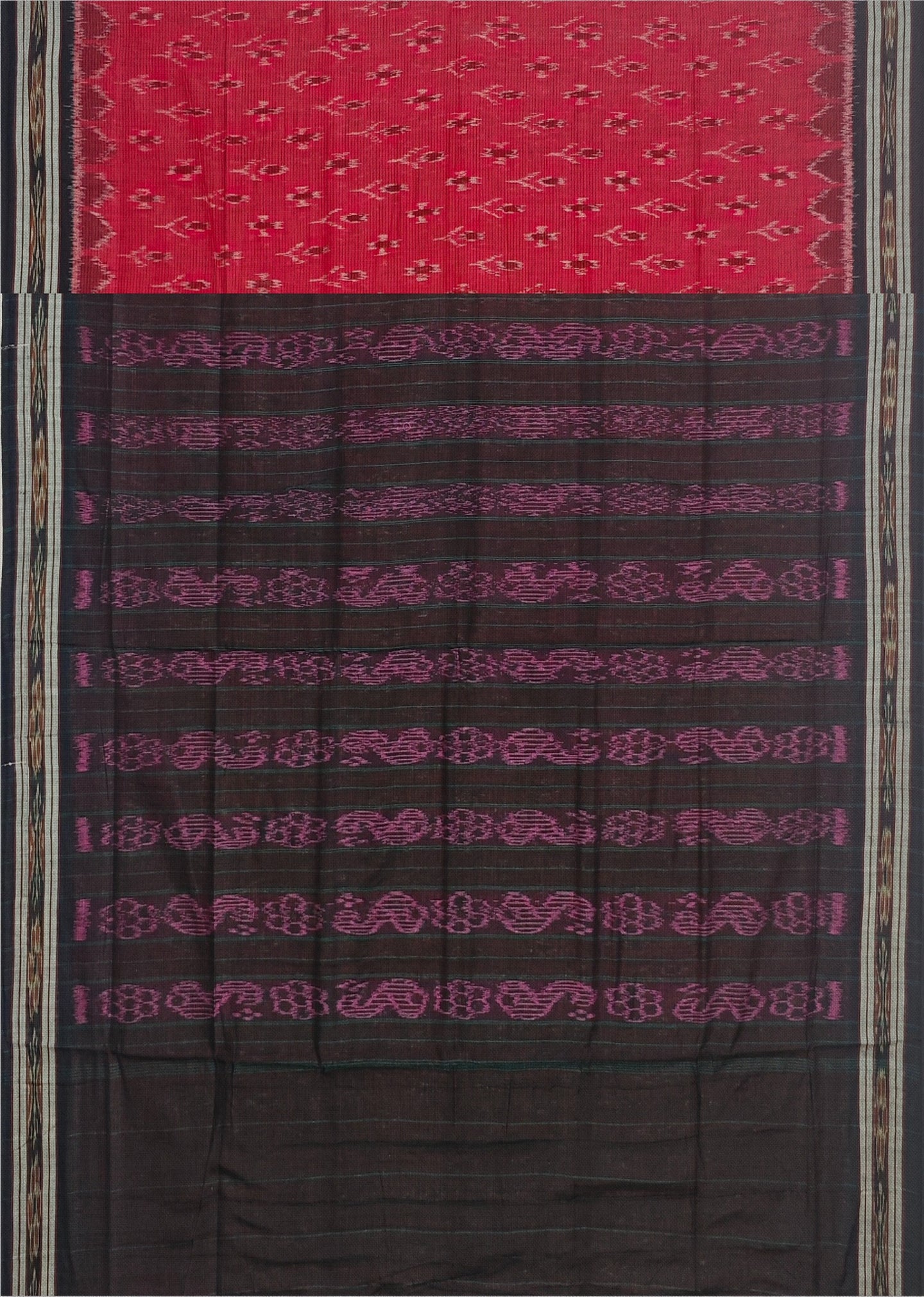 Deep Red Mania Bandha Traditional Katiki Saree | Odisha Handloom GI Tagged | Devnika