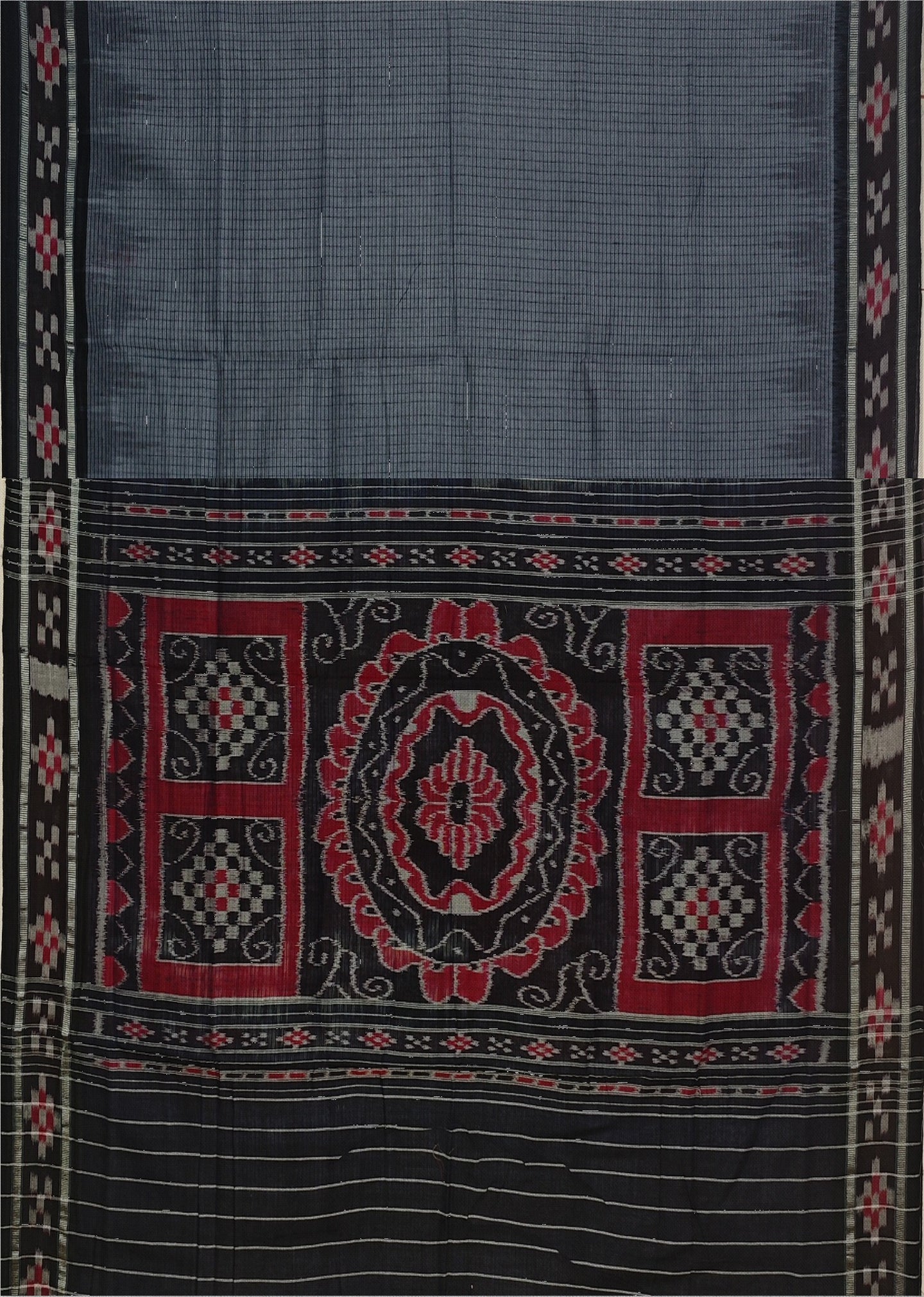 Grey Mania Bandha Border Pasapalli Saree | Odisha Handloom GI Tagged | Devnika