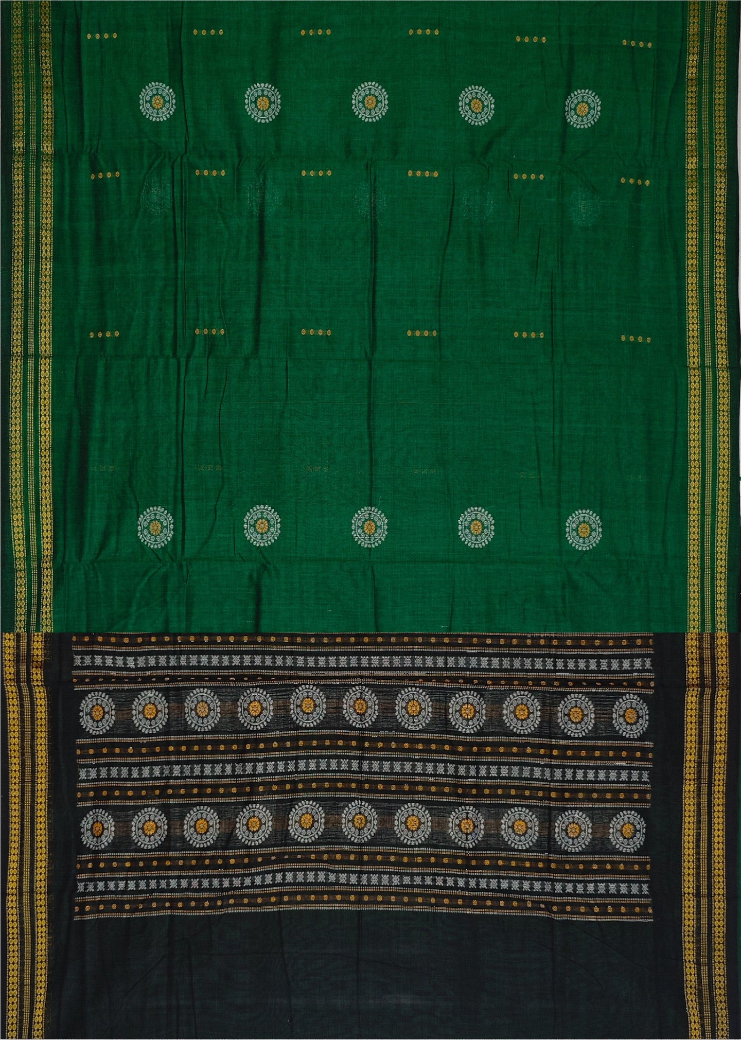 Green Bomkai Butti Sambalapuri Saree | Odisha Handloom GI Tagged | Devnika