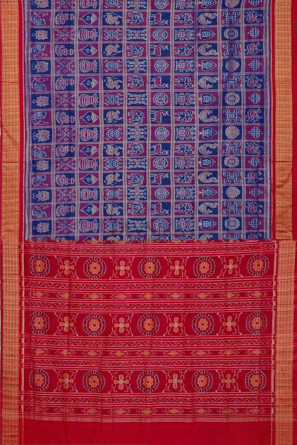 Blue Magenta Naba Kothi Saree | Odisha Handloom GI Tagged | Devnika