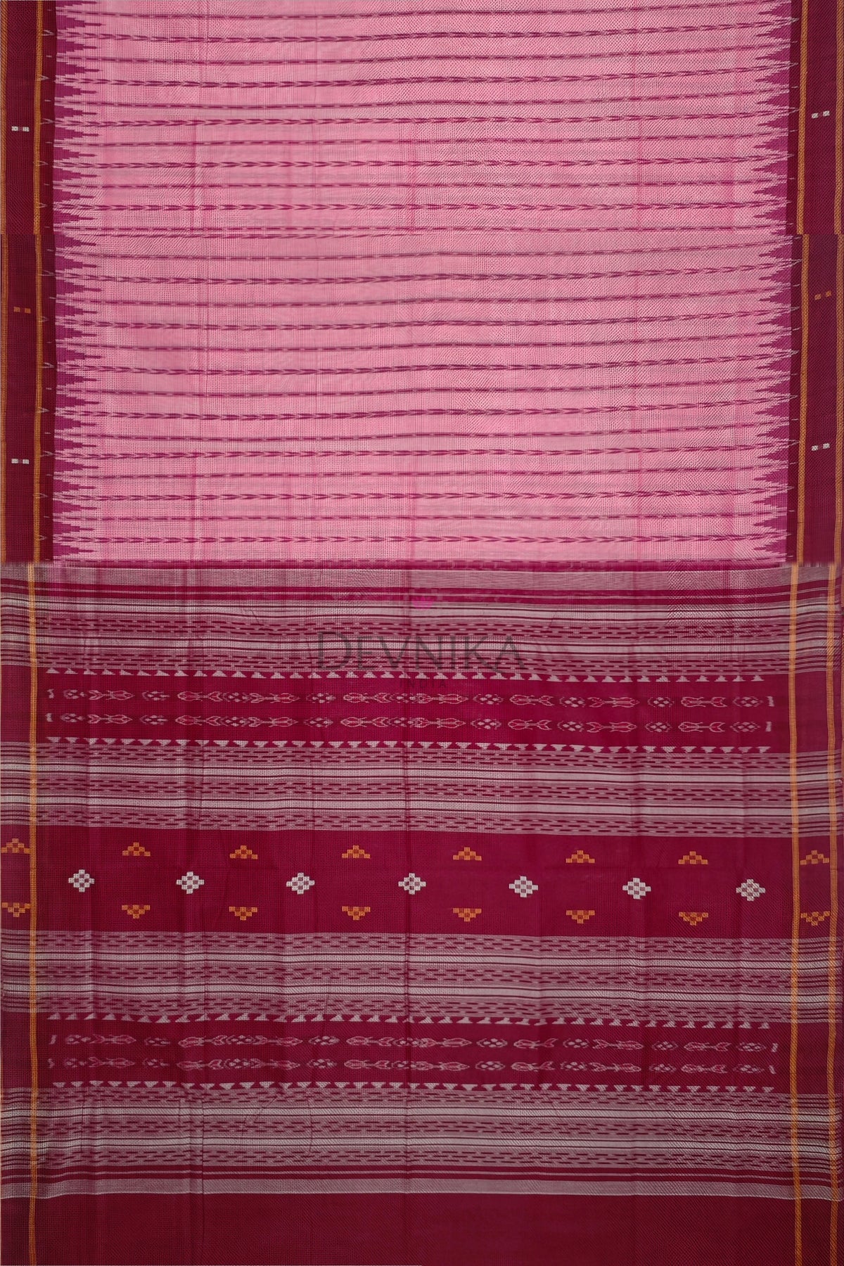 Pink Khajuri Pati Bandha Saree | Odisha Handloom GI Tagged | Devnika