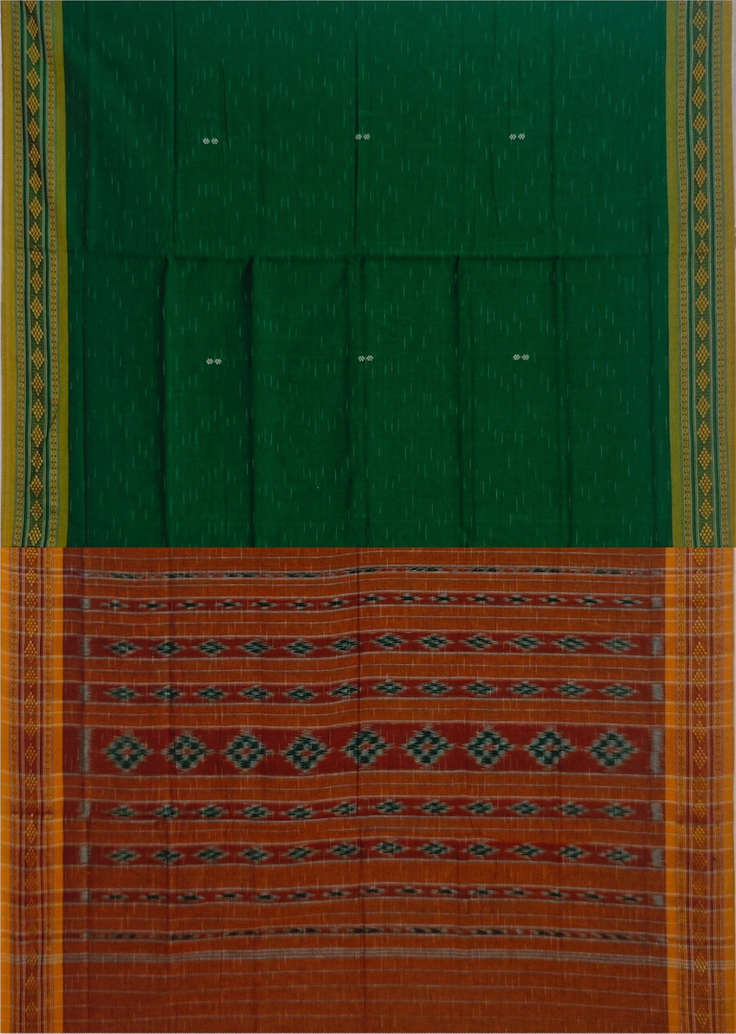 Green Bomkai Border Pasapalli Saree | Odisha Handloom GI Tagged | Devnika
