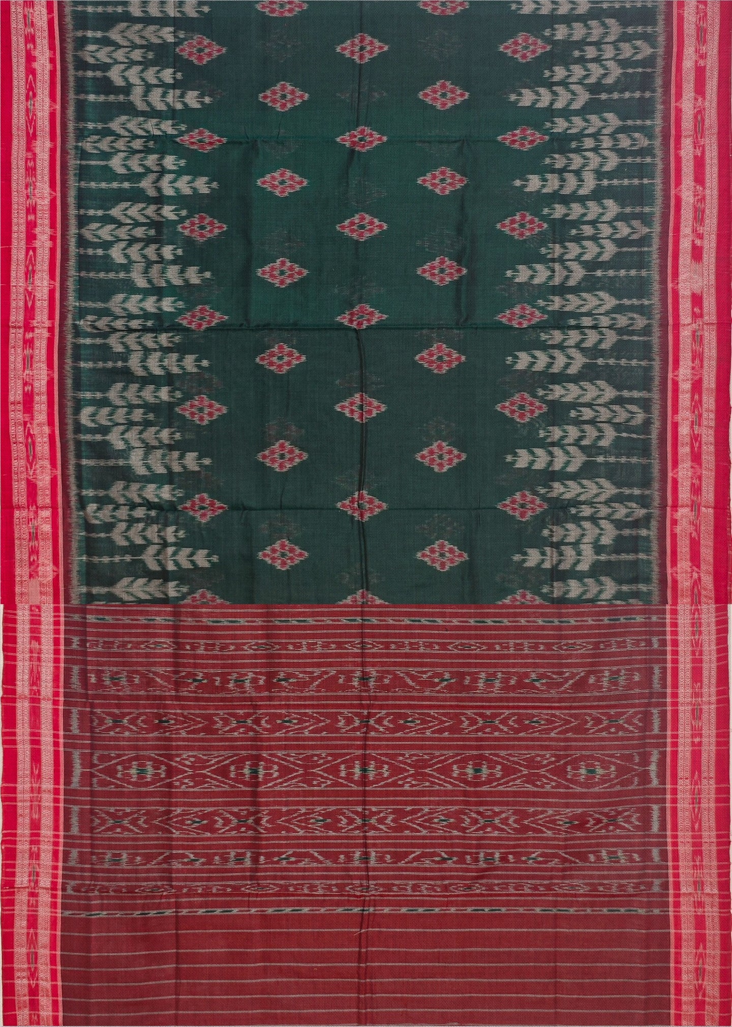 Bottle Green Mania Bandha Traditional Katiki Saree | Odisha Handloom GI Tagged | Devnika