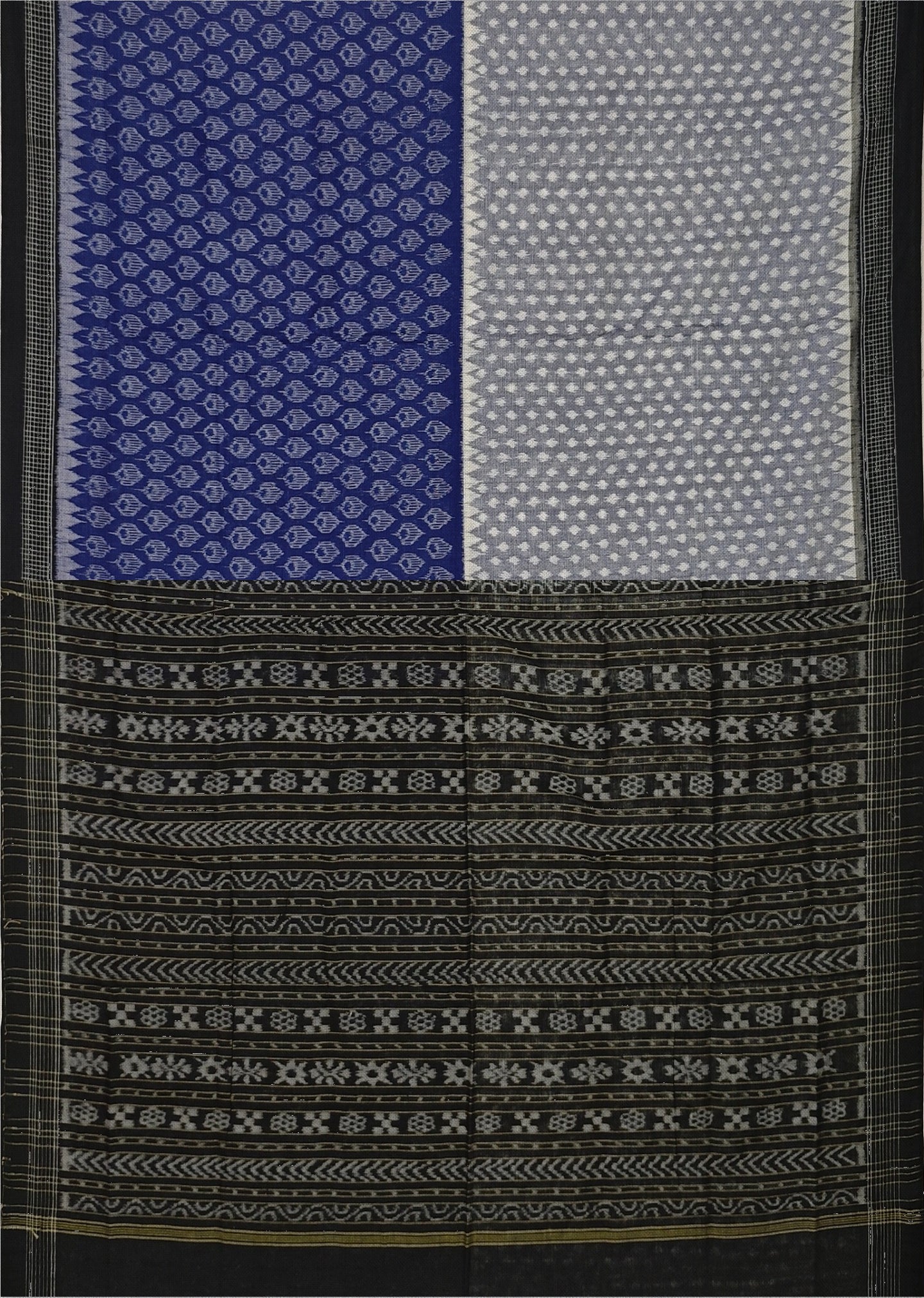 White Blue Half Half Body Bandha Saree