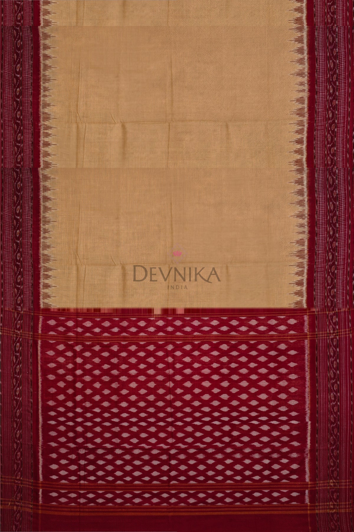 Chandan Temple Border Bandha Saree(High School Teacher Saree) | Odisha Handloom GI Tagged | Devnika