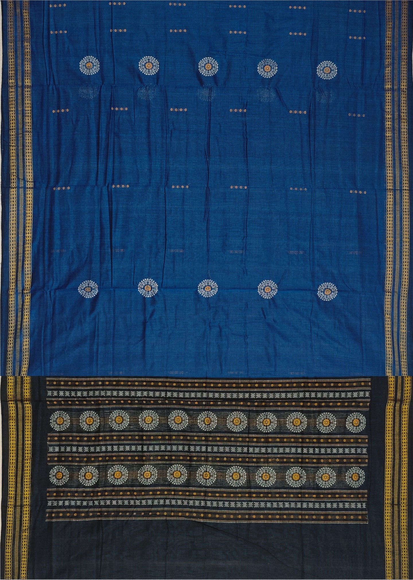 Blue Bomkai Butti Sambalapuri Saree | Odisha Handloom GI Tagged | Devnika