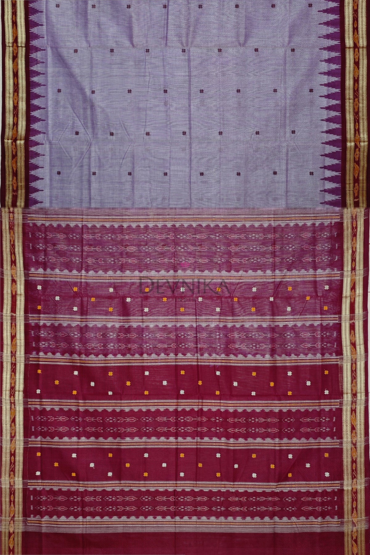 Purple Bandha Border Cotton Bapta Saree | Odisha Handloom GI Tagged | Devnika