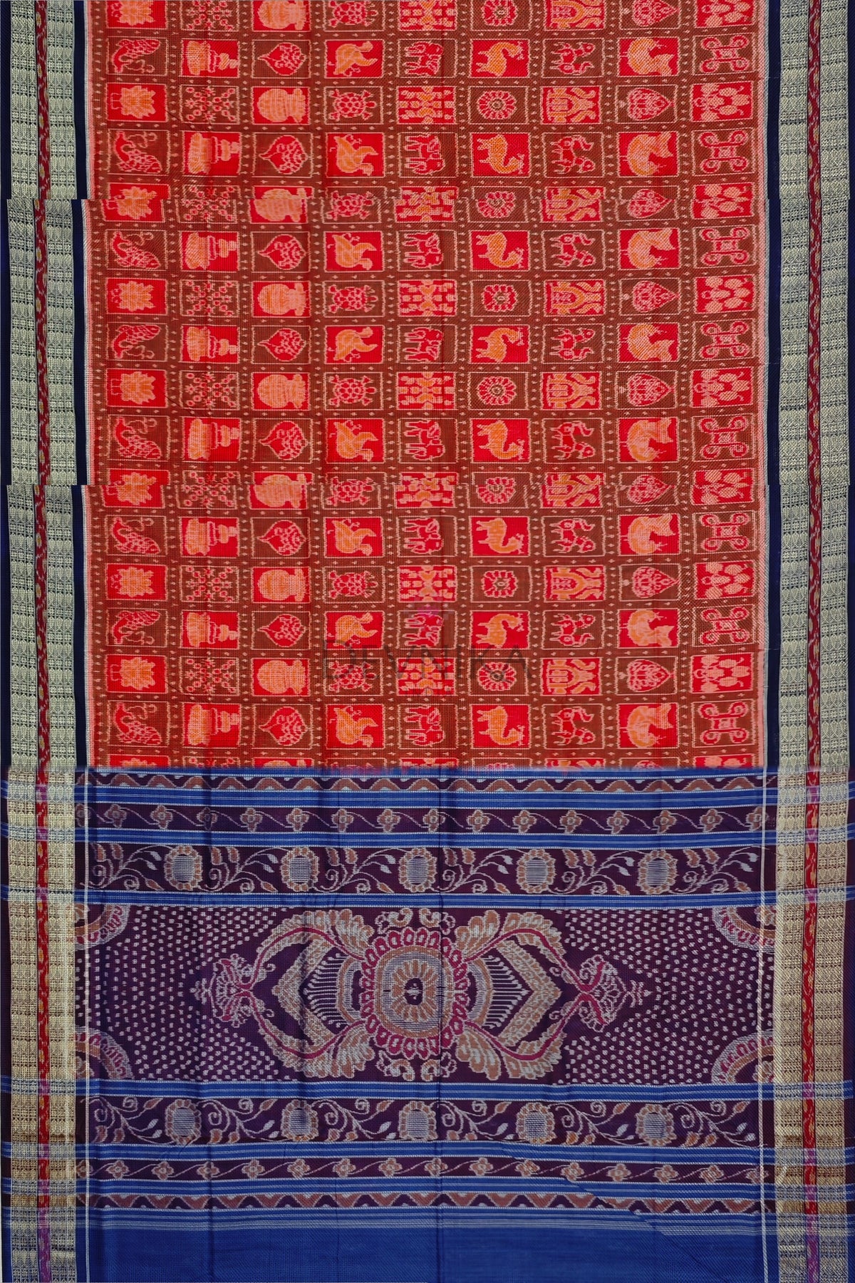 Red Special Naba Kothi Saree | Odisha Handloom GI Tagged | Devnika