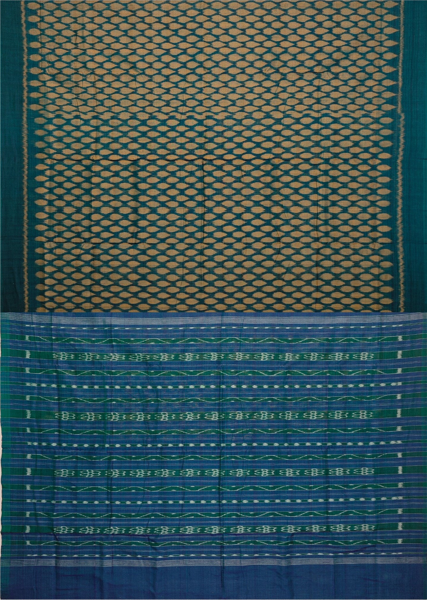 Green And Golden Tikili Bandha Saree