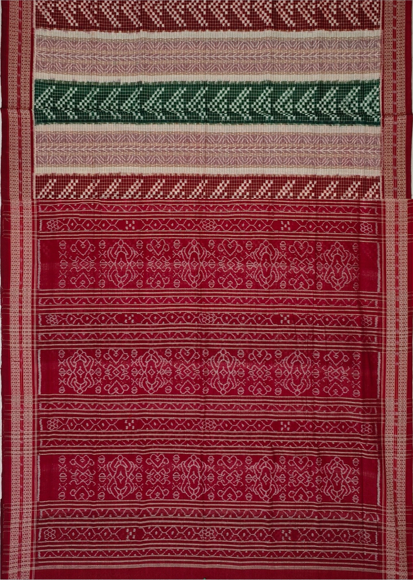 Maroon & Green Bandha Pasapalli Saree | Odisha Handloom | Devnika