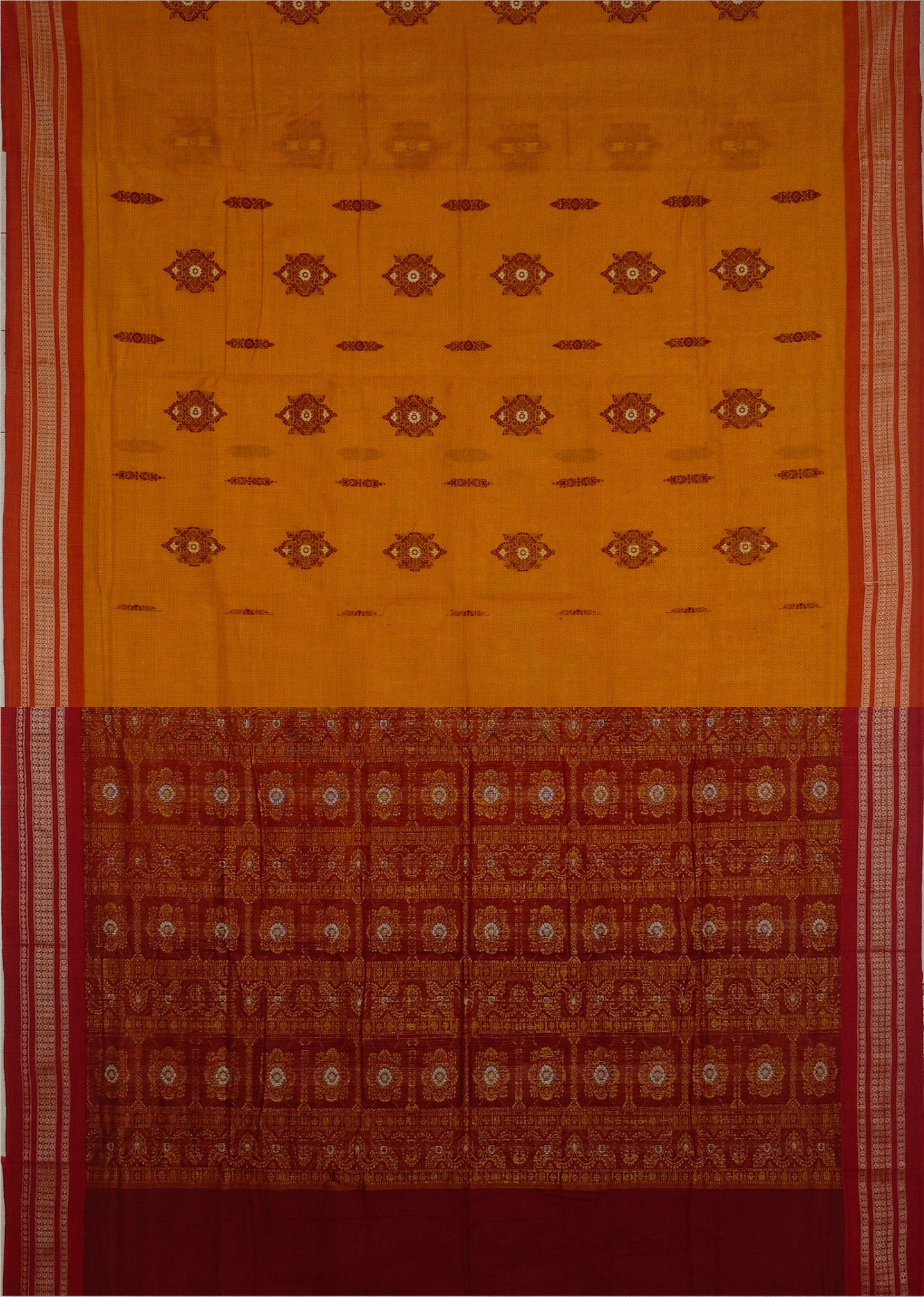 Golden Yellow Bomkai Sambalapuri Saree