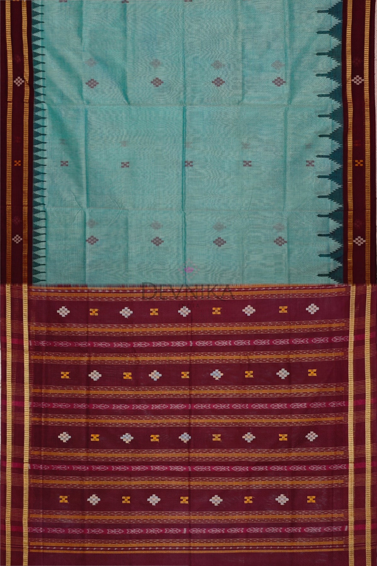 Light Green Boarder Pasapalli Saree | Odisha Handloom GI Tagged | Devnika