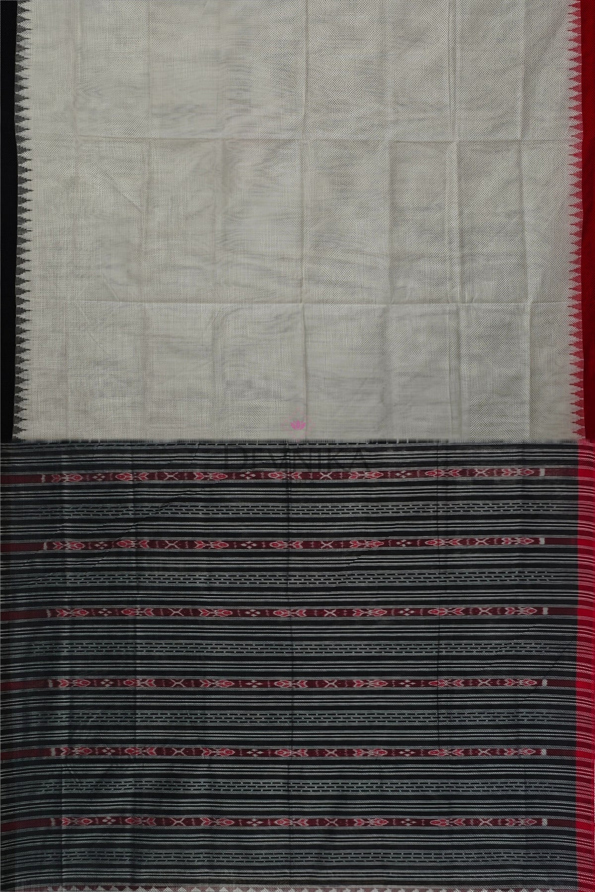 White Ganga Jamuna Saree | Odisha Handloom GI Tagged | Devnika