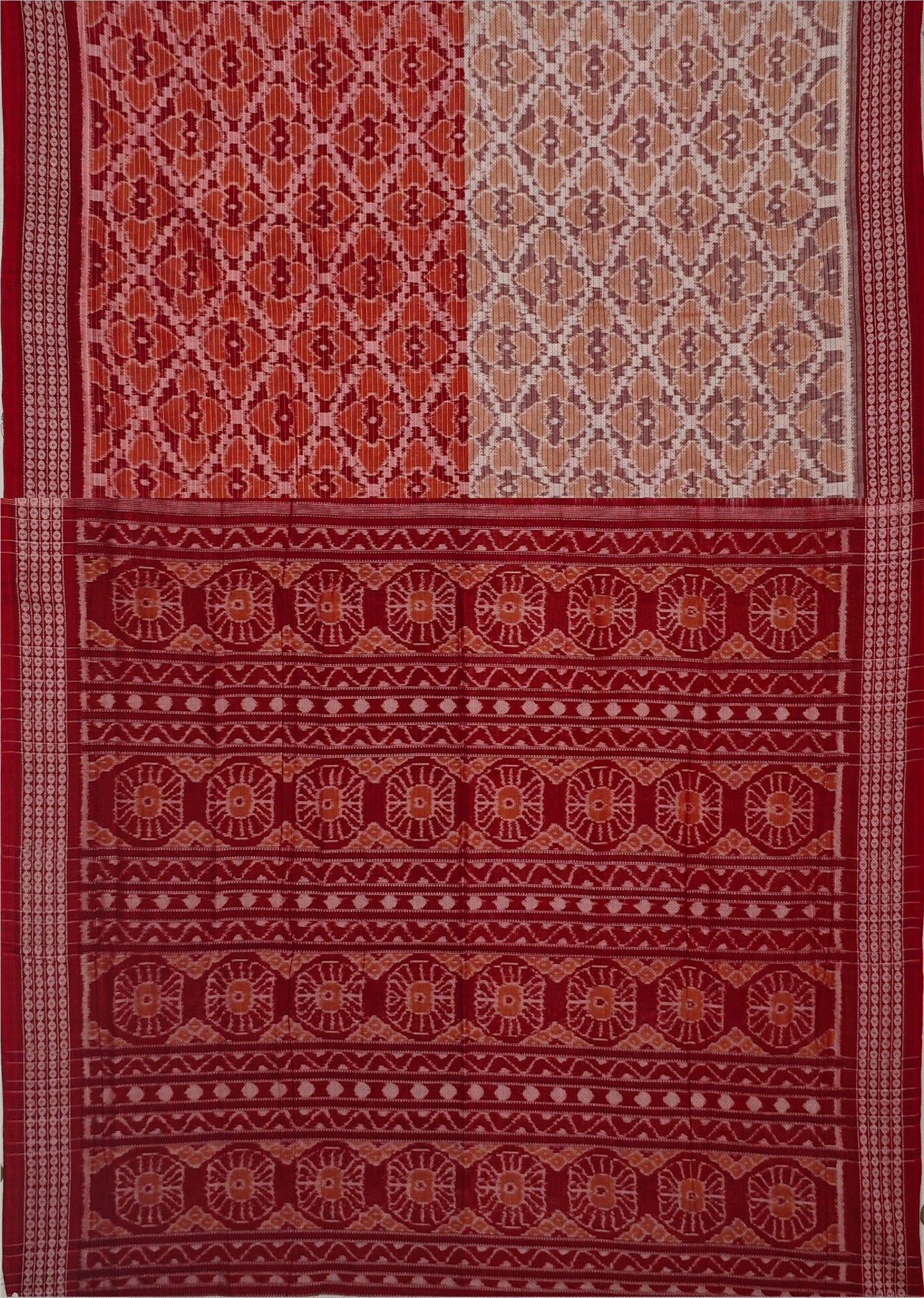Chandan Maroon Half Half Body Bandha Saree