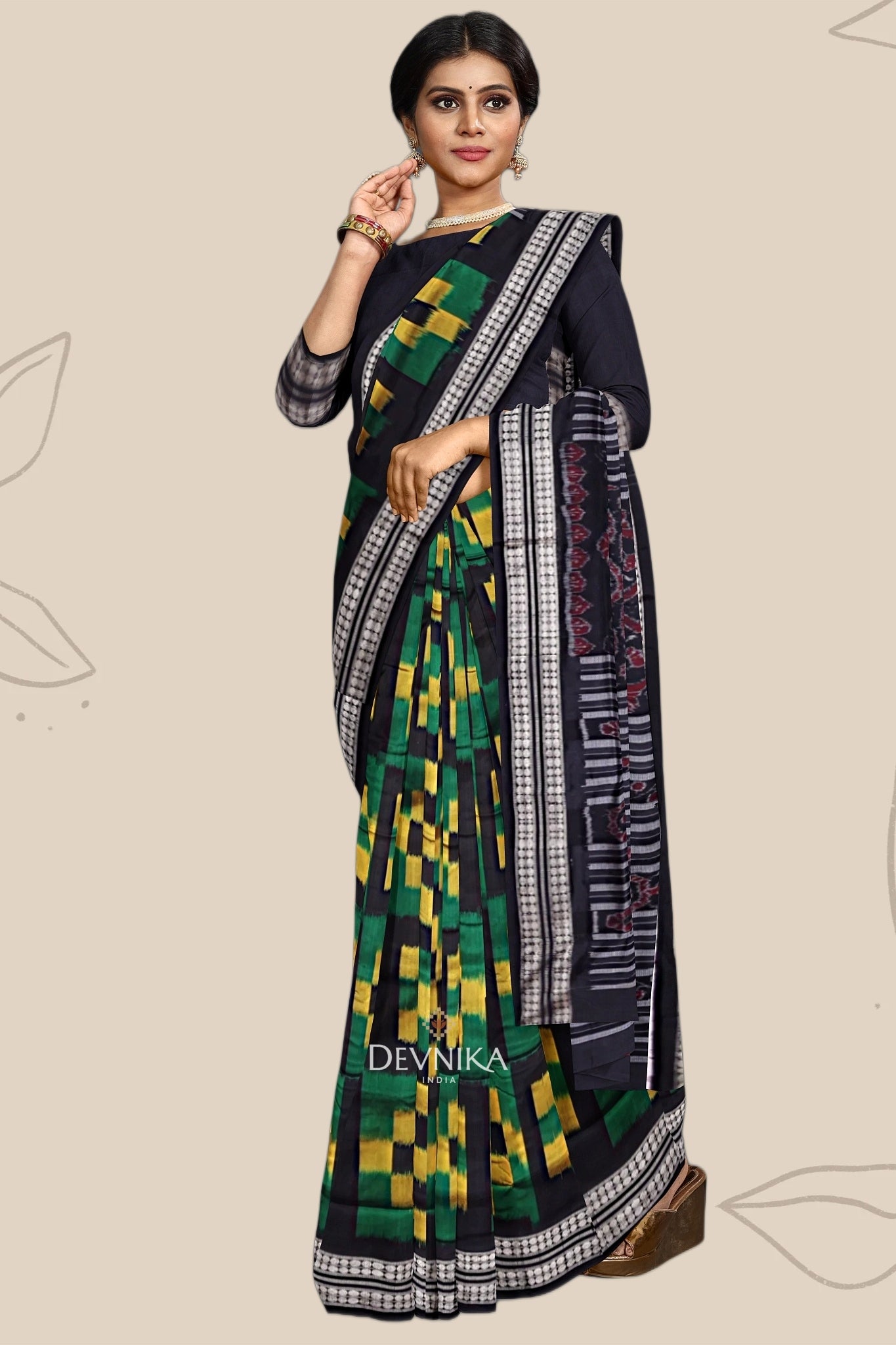 Black Self Border Body Pasapalli Saree