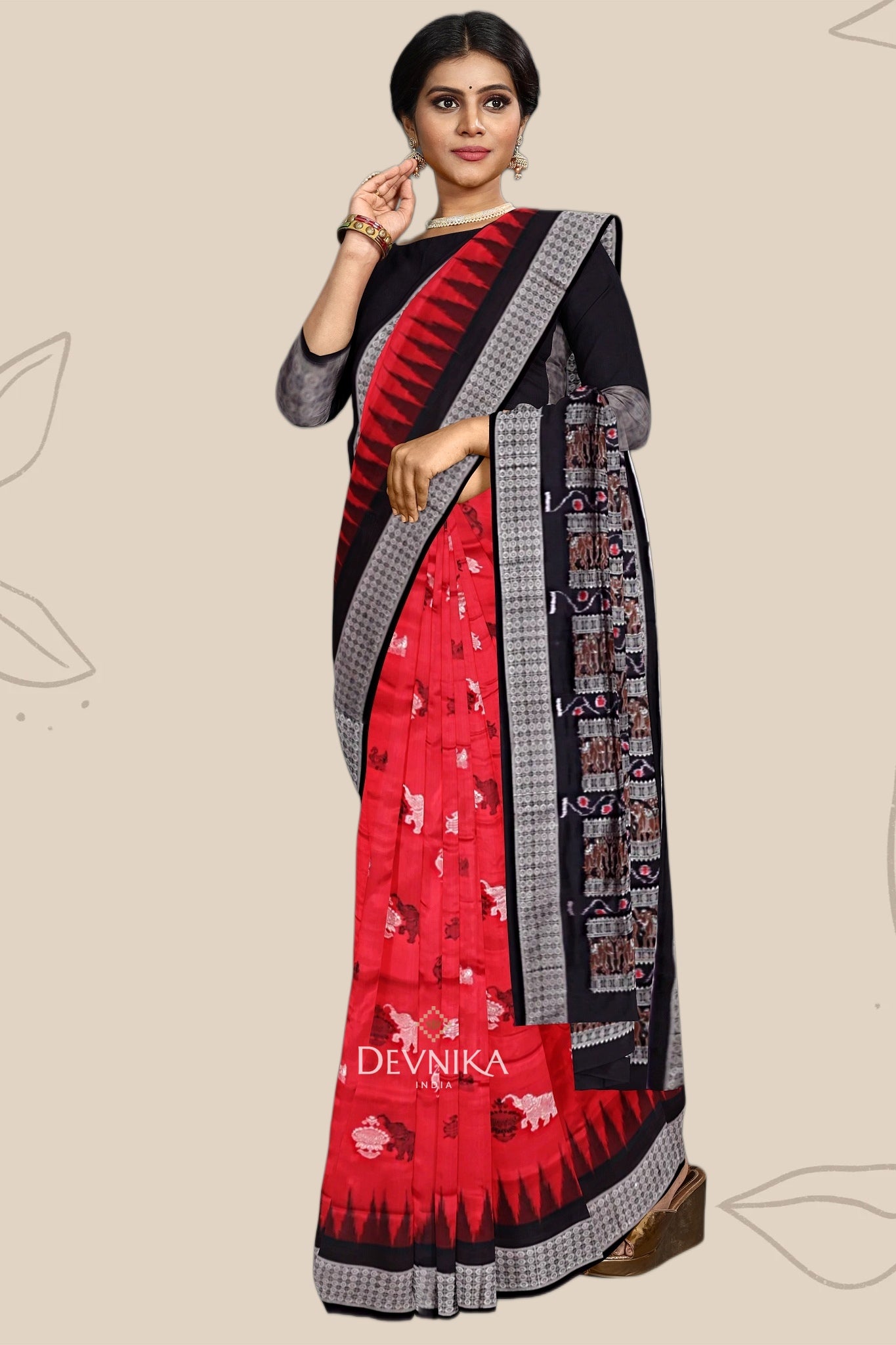 Red Body Bomkai Saree