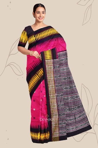 Hot Pink Bomkai Special Border Saree
