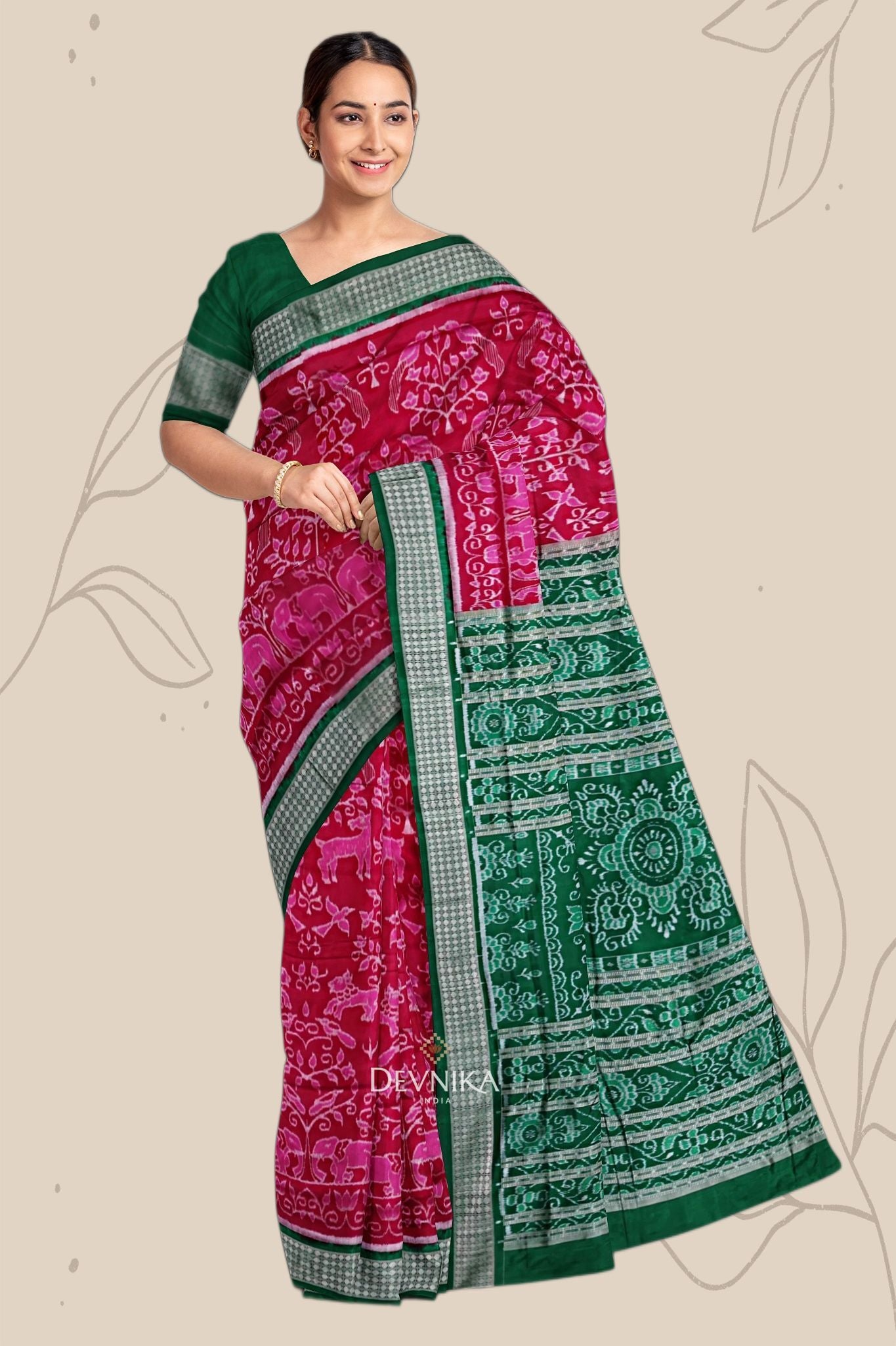 Hot Pink Traditional Body Bandha Saree