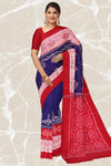 Navy Blue Double Border Bandha Handloom Cotton Saree | Odisha Handloom | Devnika