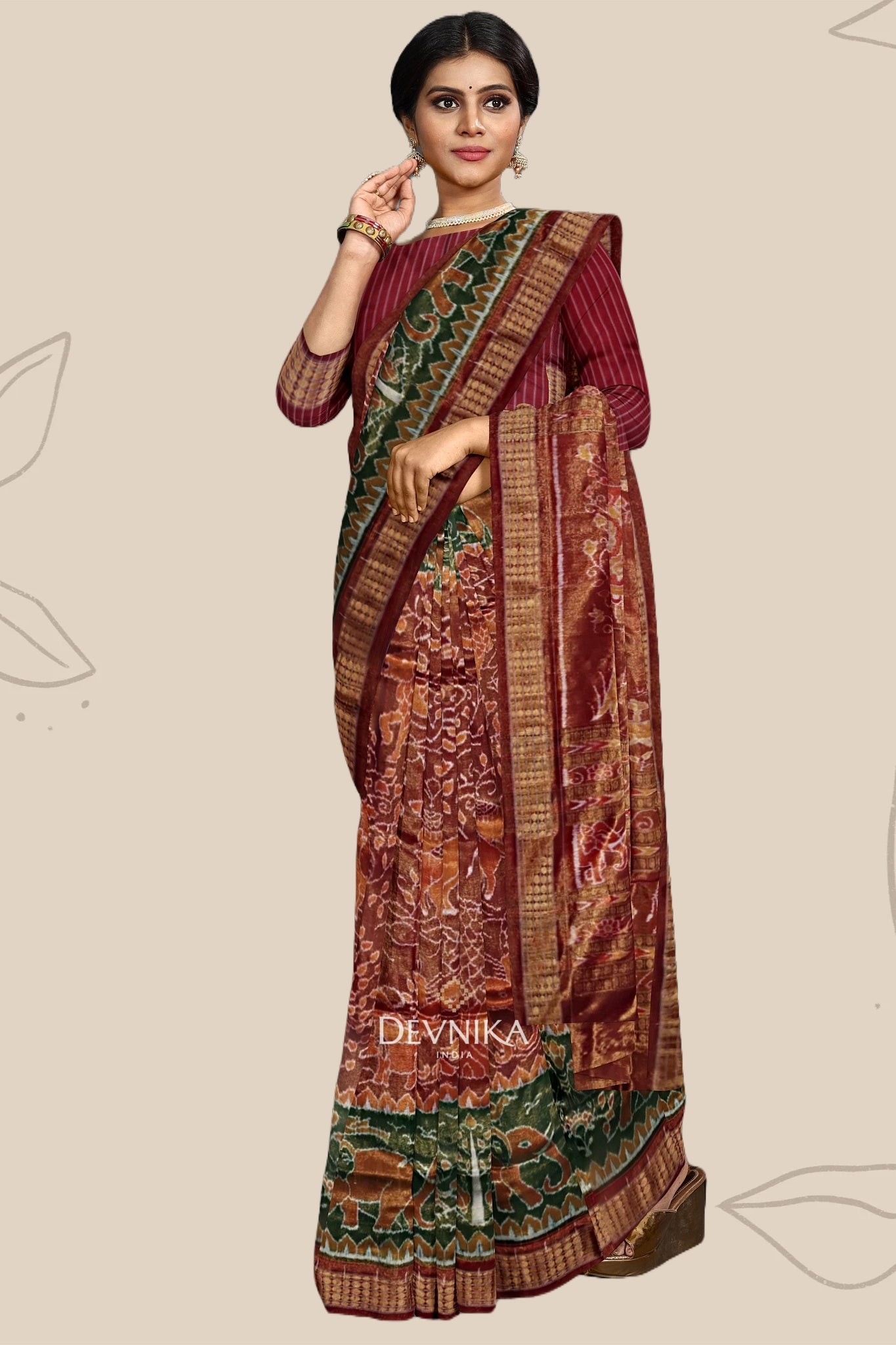 Golden Brown Body Bandha Tissue Saree